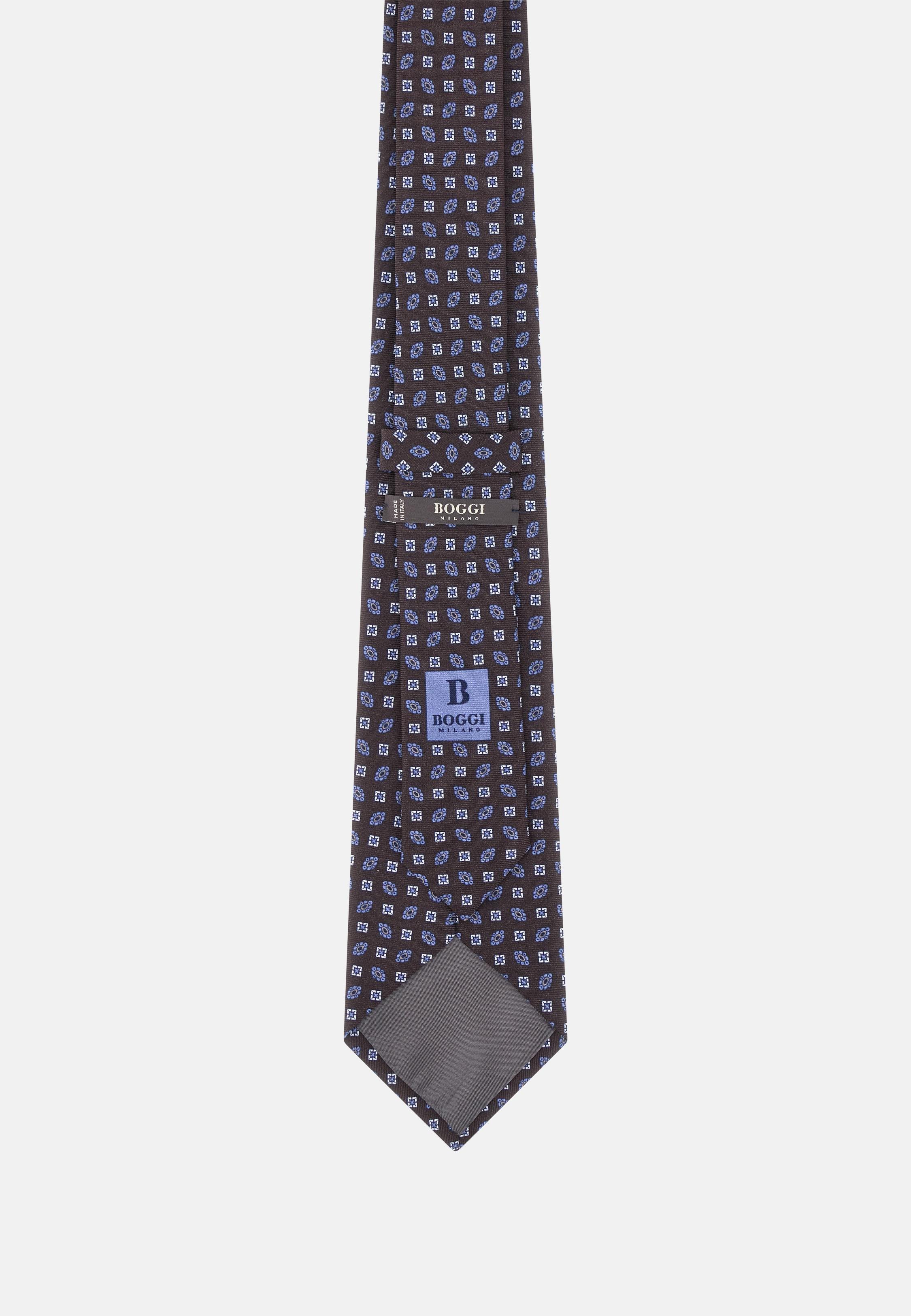 Patterned Silk Tie Blue, 3901_DKBR, large image number 1