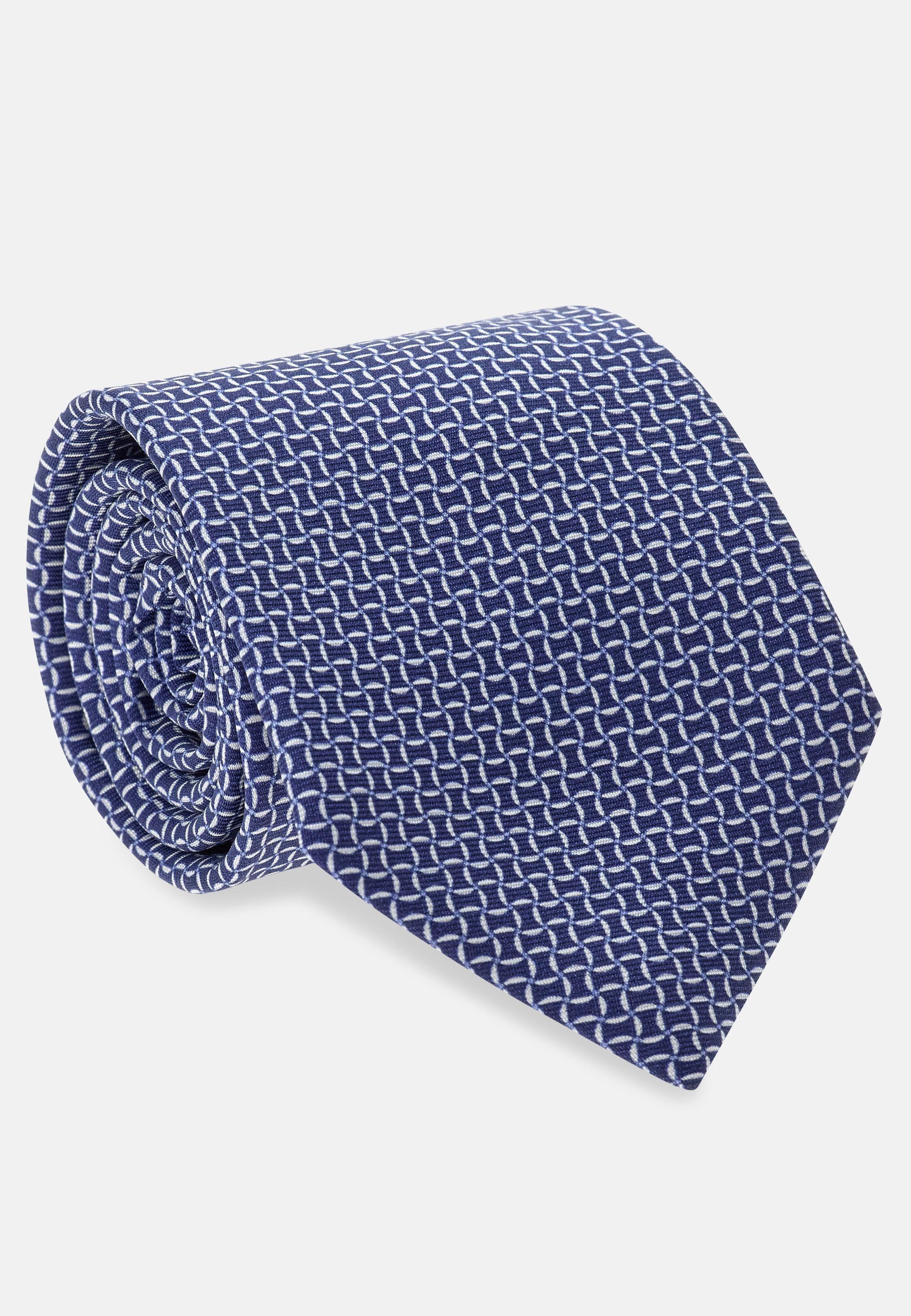 Patterned Silk Tie Blue, 3901_NAVY, large image number 0