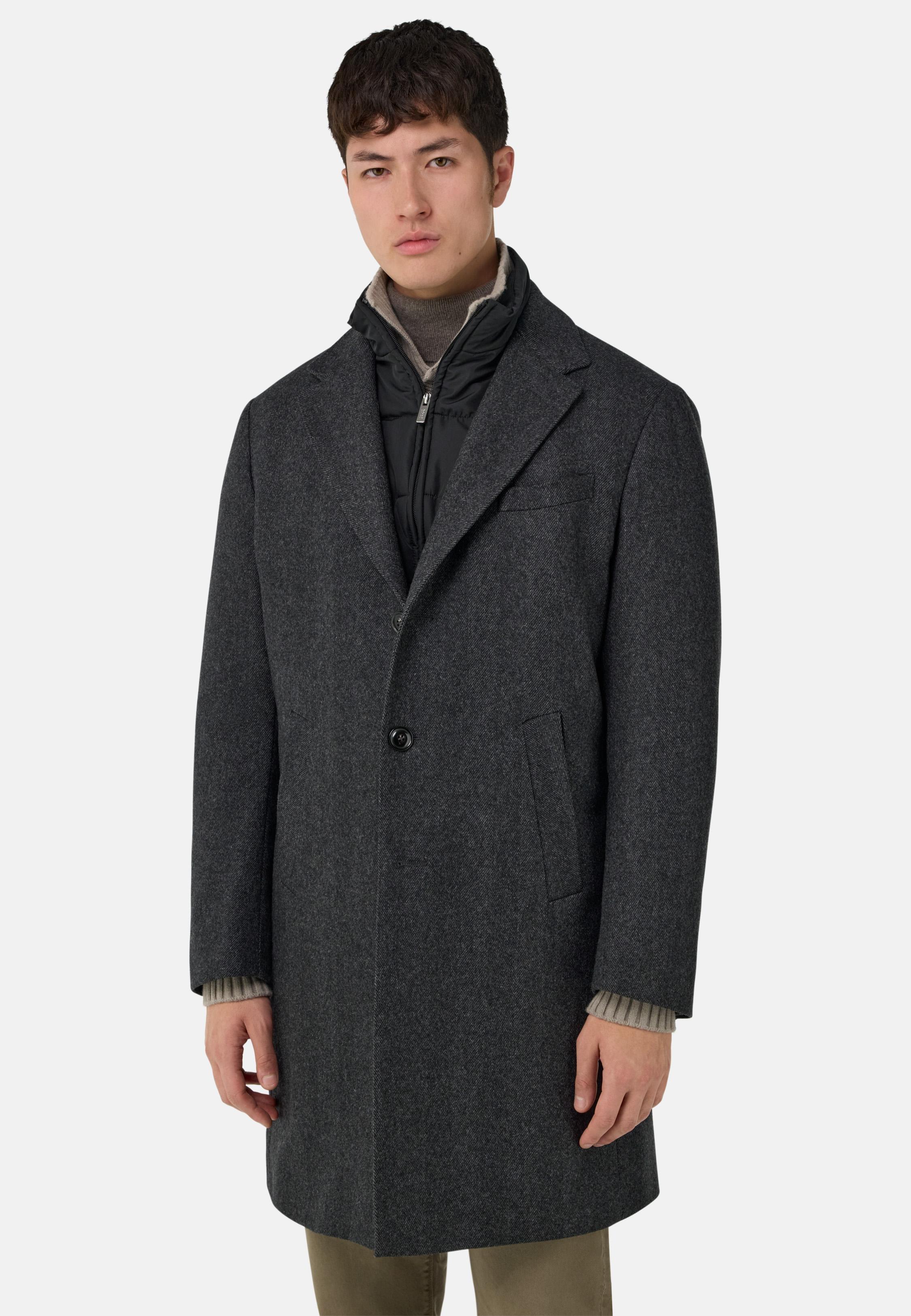 Wool Coat With Gilet Grey, Dark Grey, large image number 0