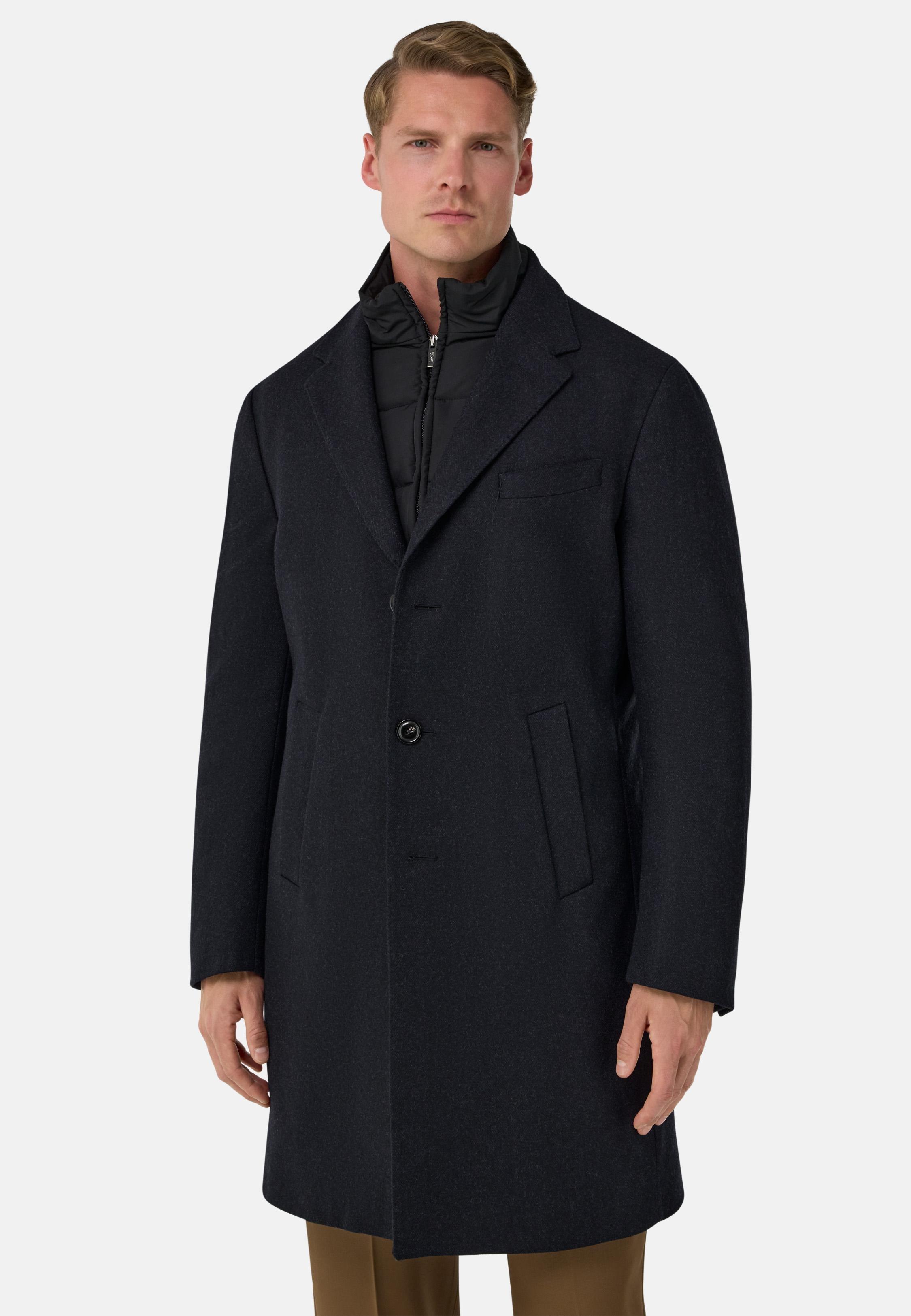 Wool Coat With Gilet Blue, Navy blue, medium