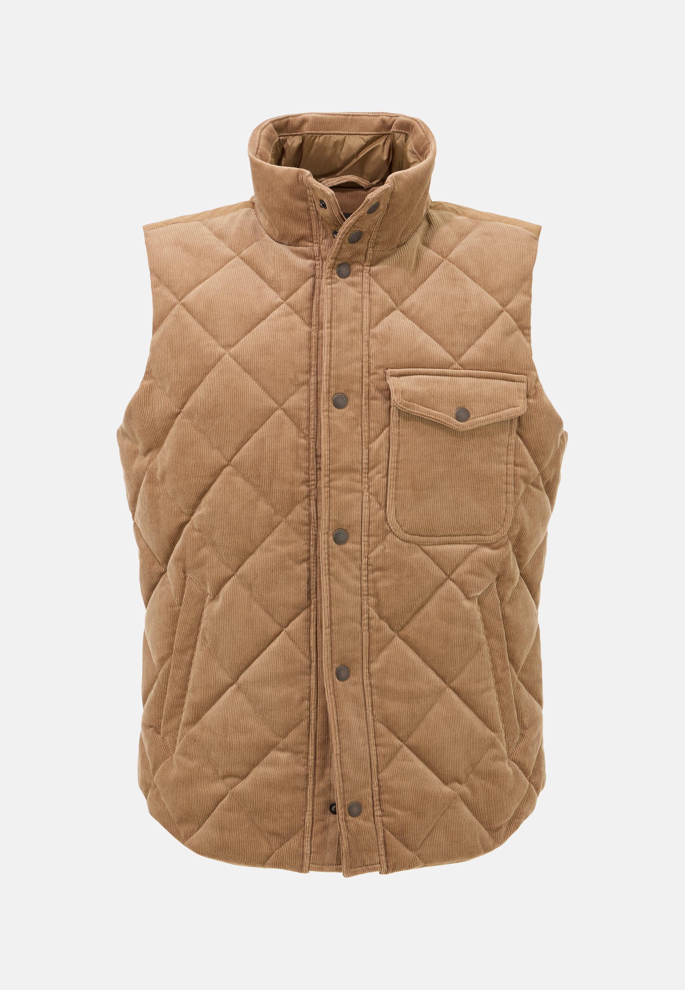 Padded Cotton Velvet Gilet Brown, Taupe, large image number 3