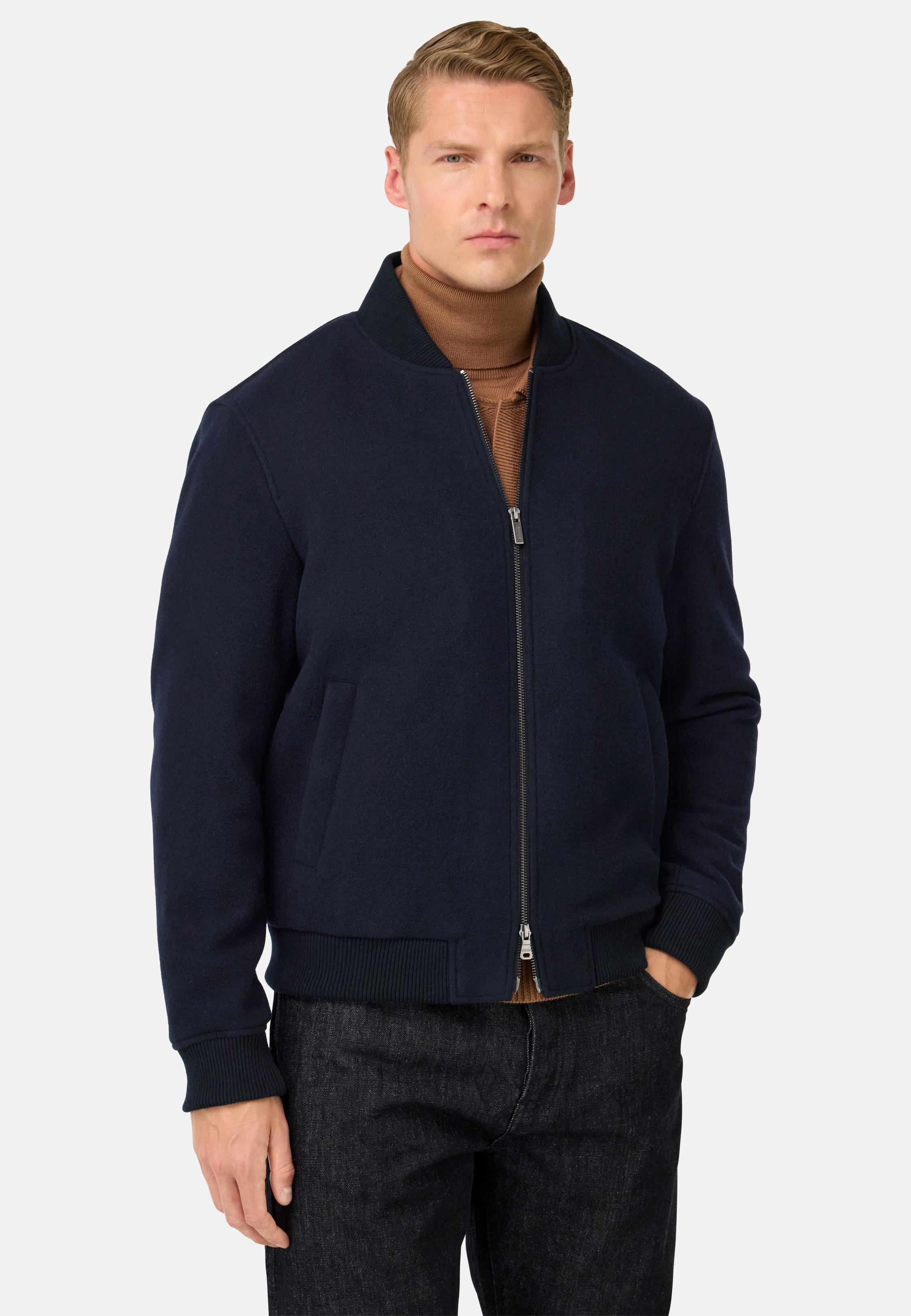 Bomber Jacket In Padded Wool Blue, , large image number 0