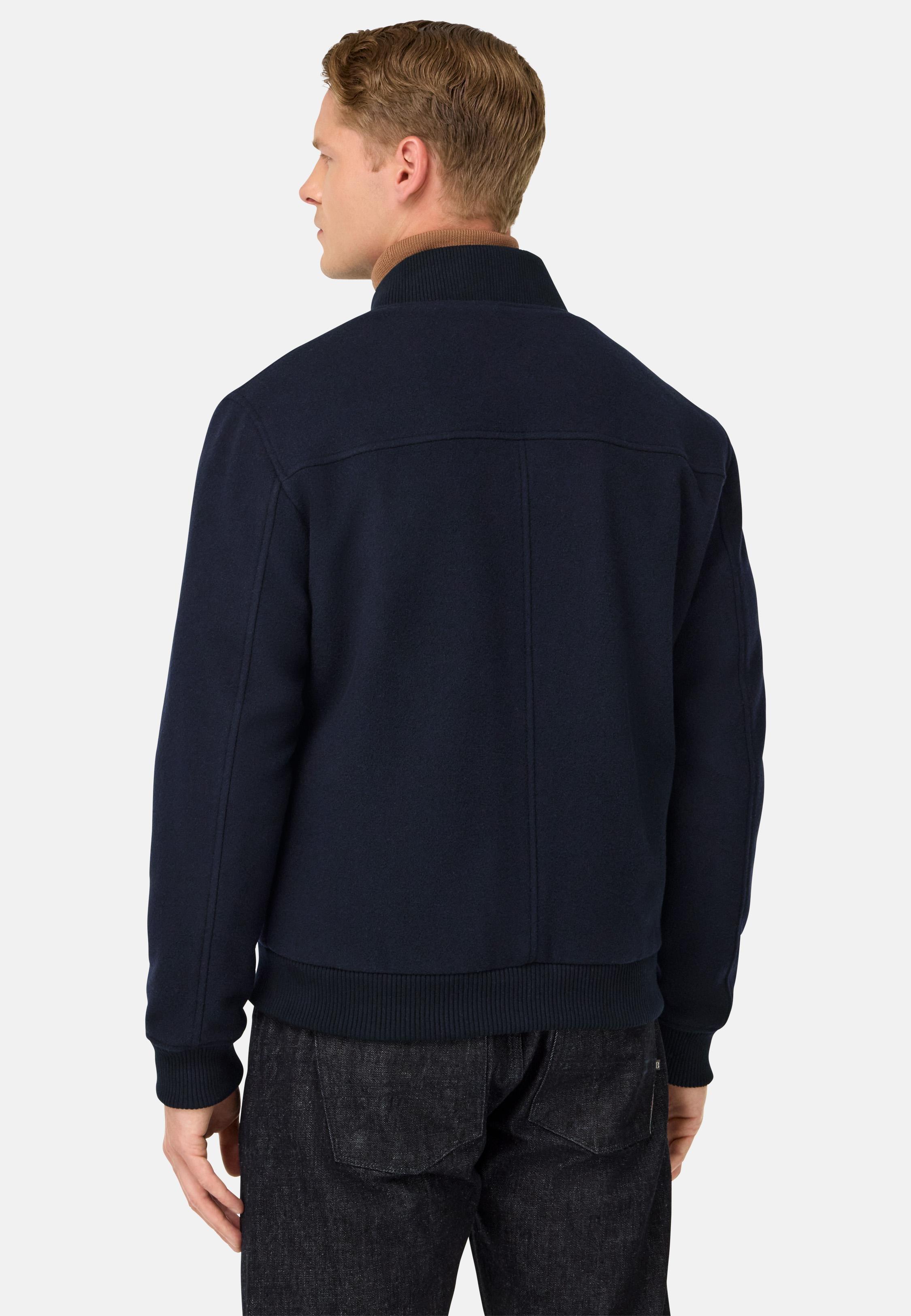Bomber Jacket In Padded Wool Blue, Navy blue, medium