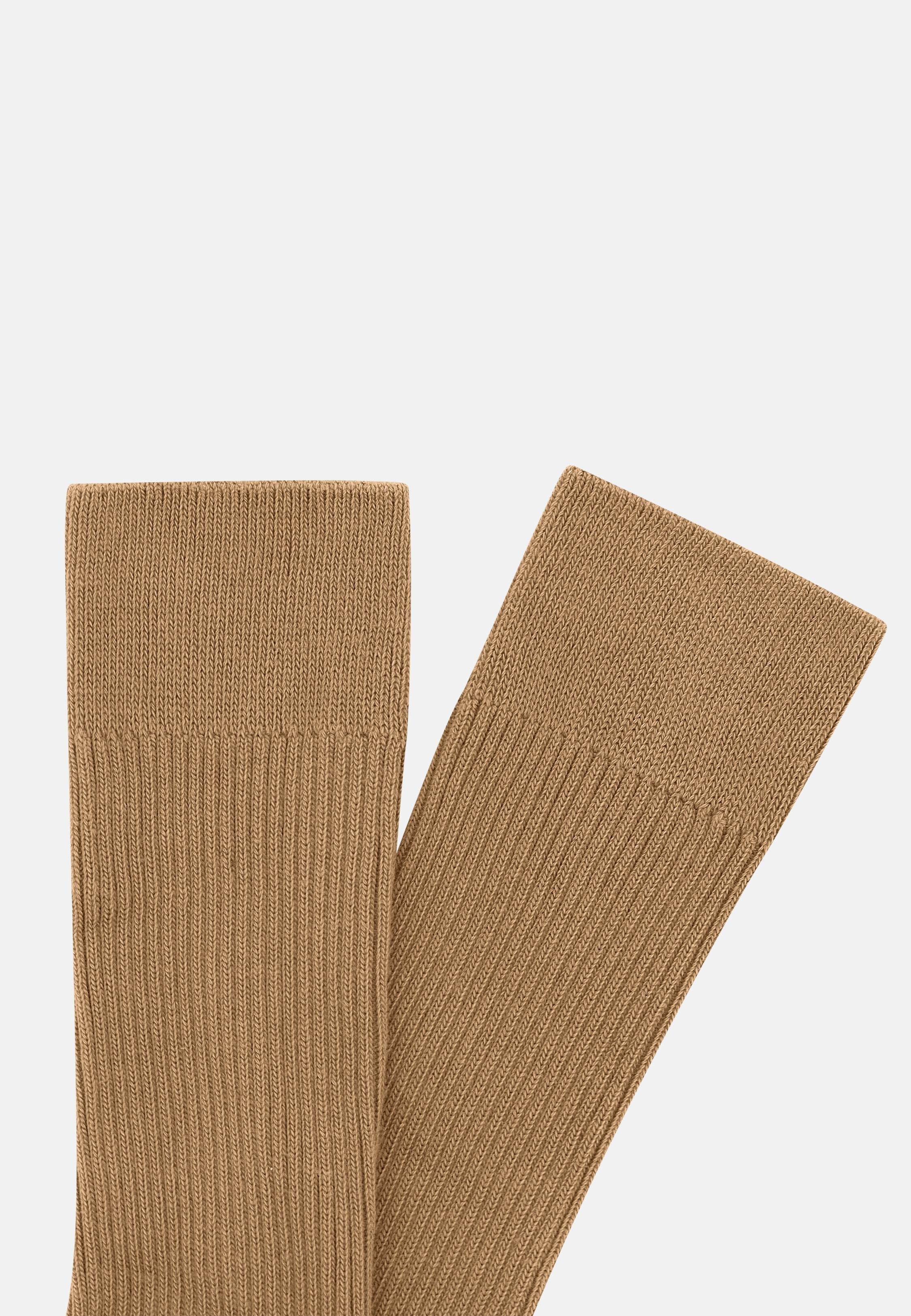 BROWN Ribbed Socks, Taupe, large image number 0