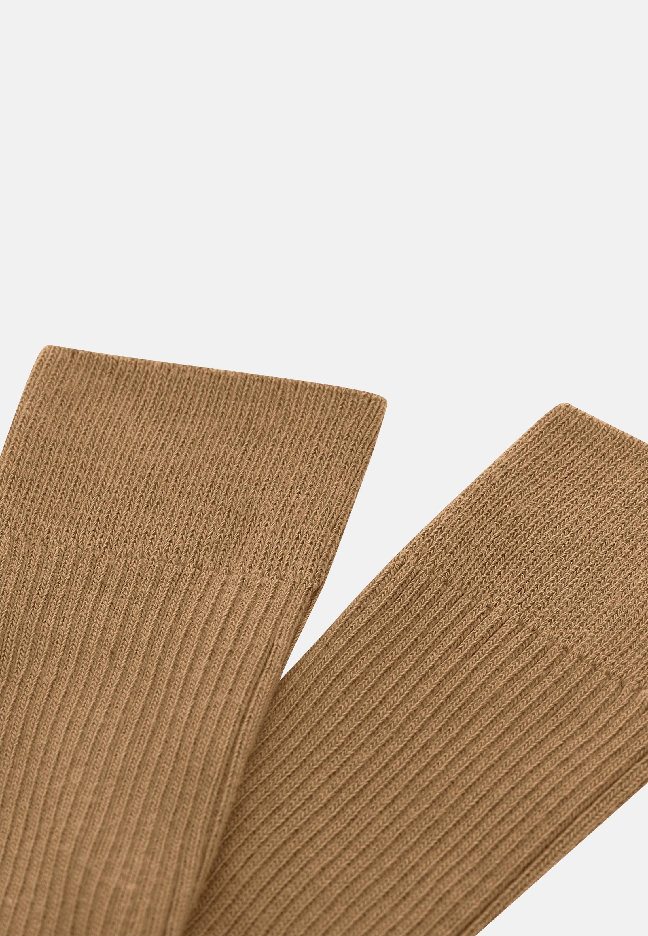 BROWN Ribbed Socks, Taupe, large image number 1