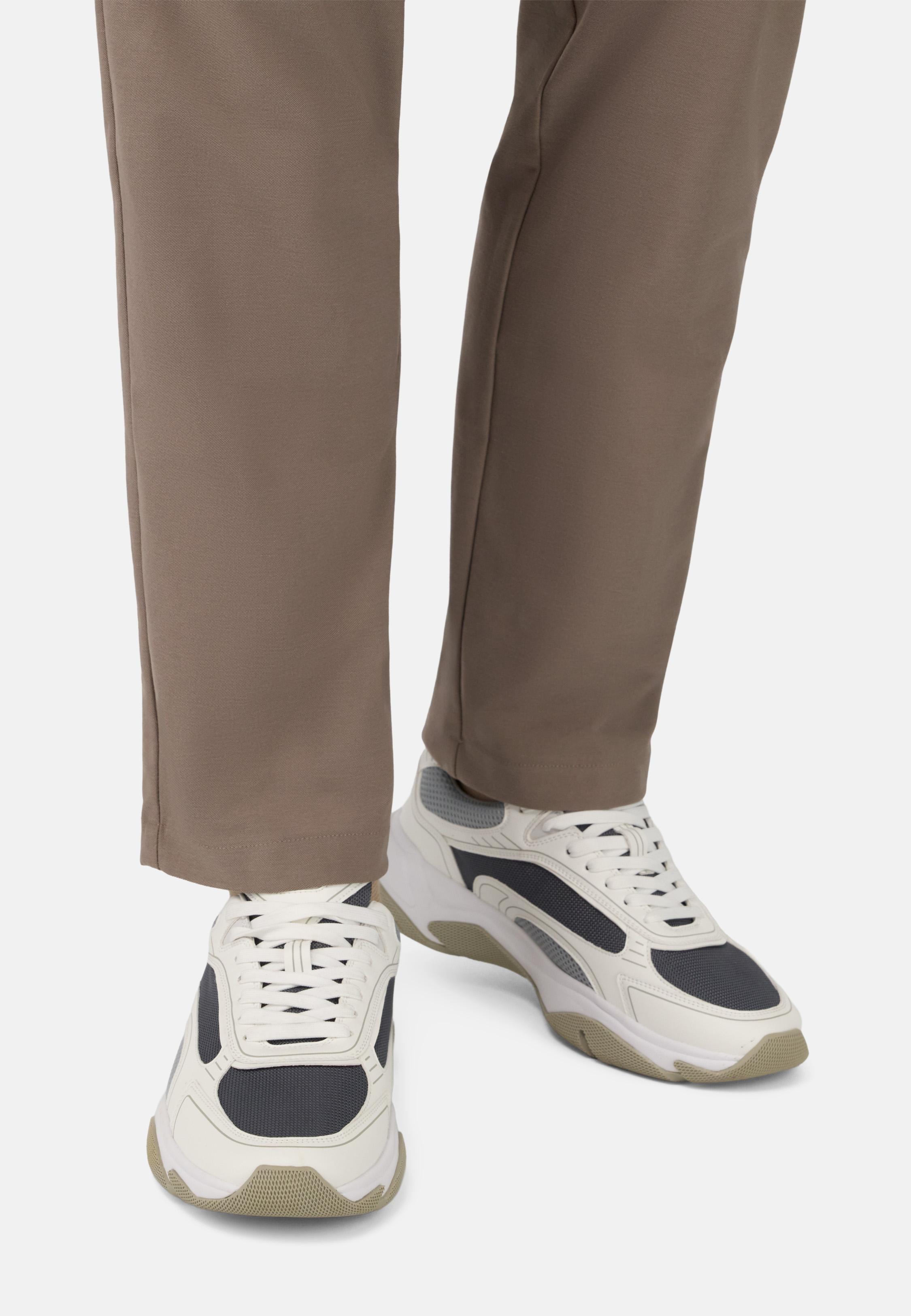 Storm Trainers in Leather and Technical Fabric White, White, medium