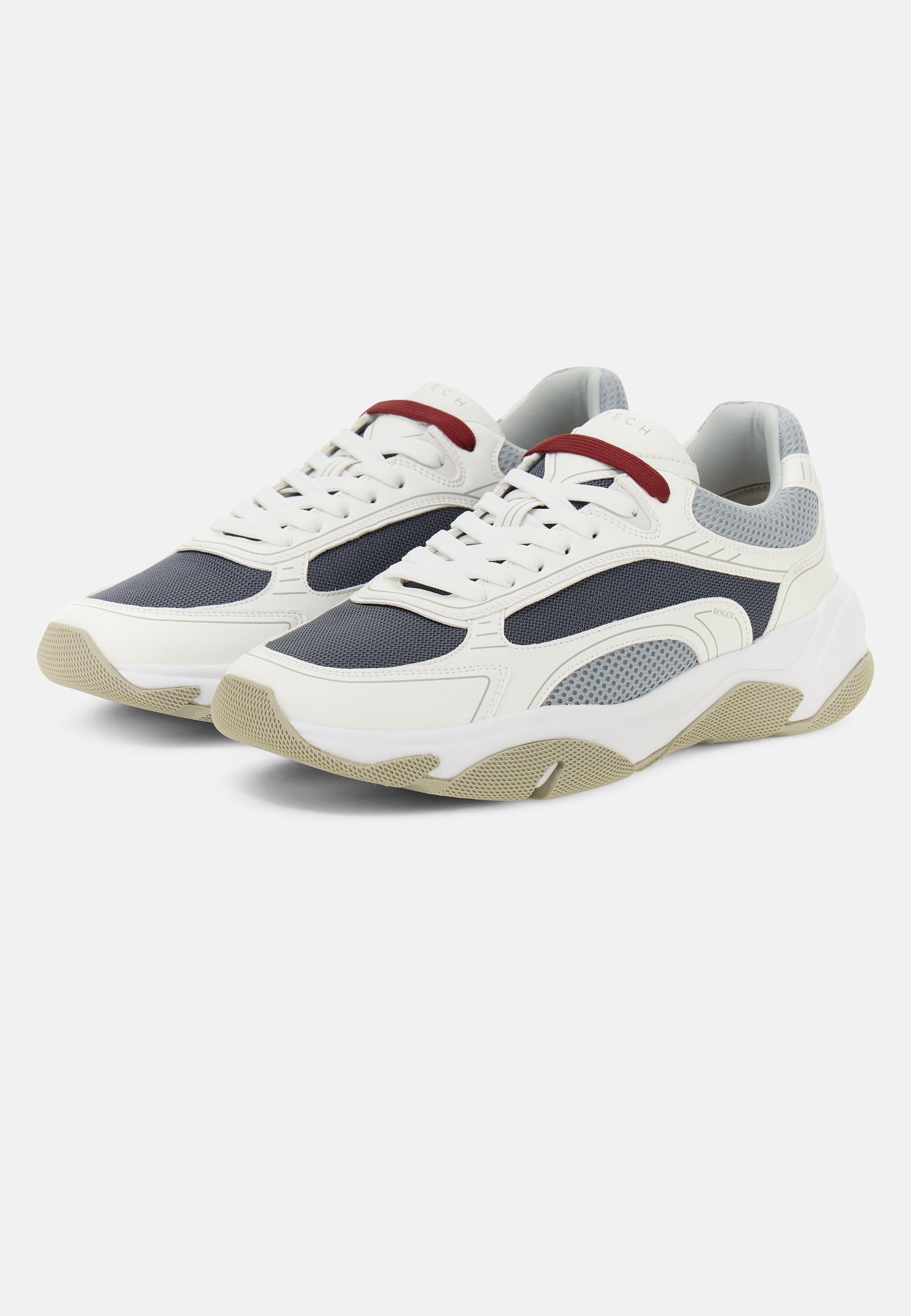 Storm Trainers in Leather and Technical Fabric White, White, medium