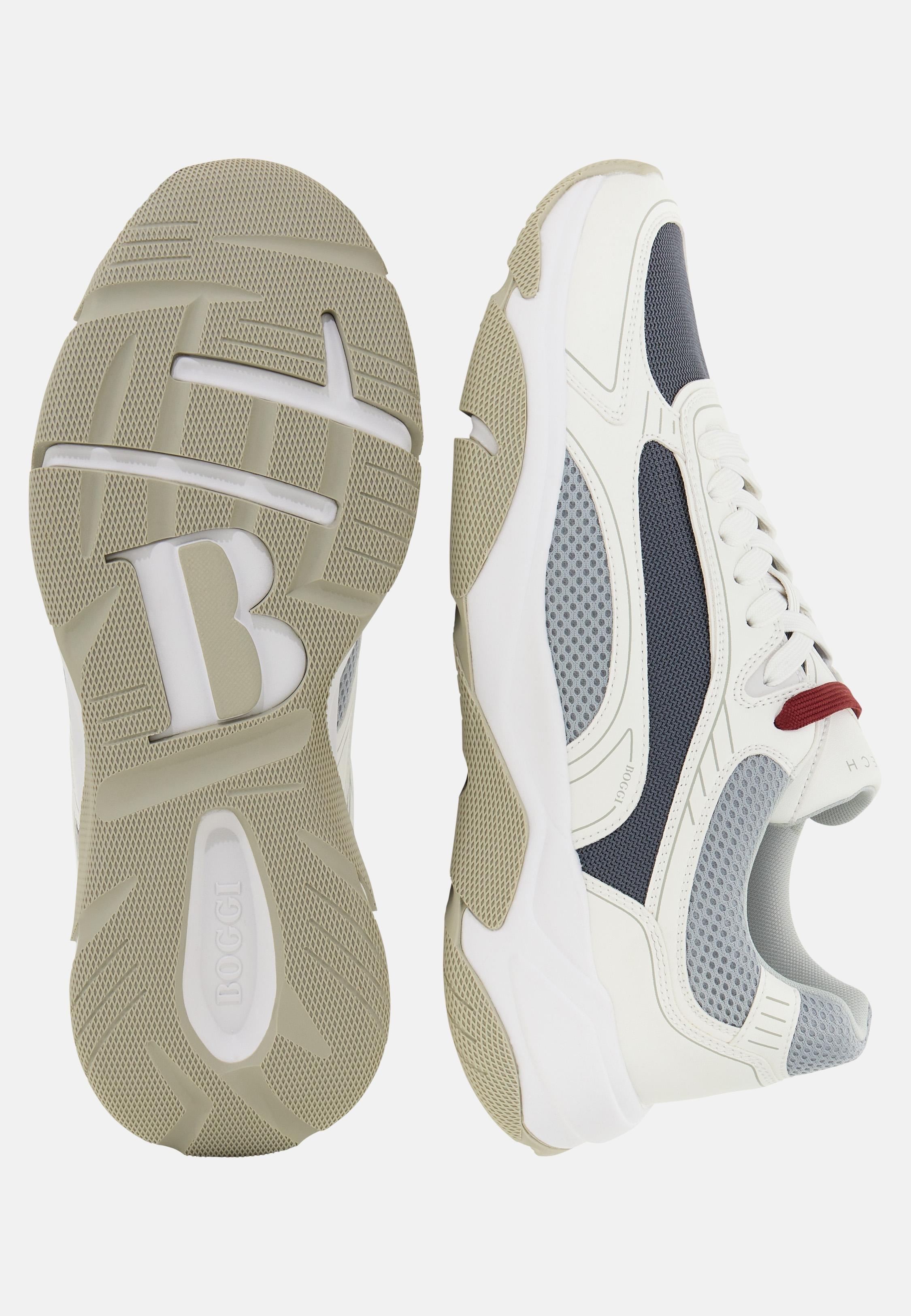 Storm Trainers in Leather and Technical Fabric White, White, medium