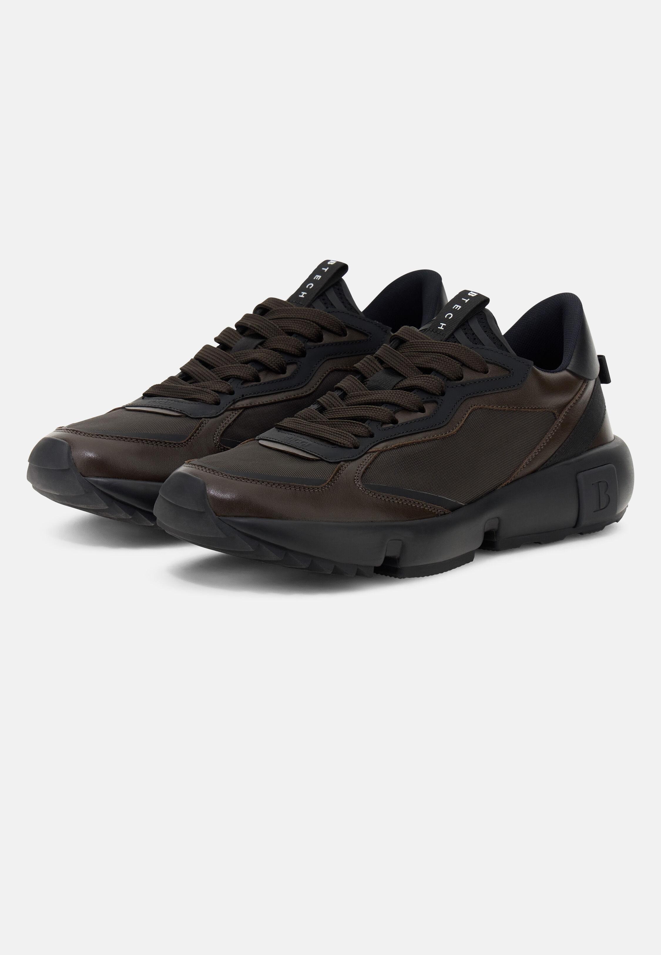 Trail Trainers in Leather and Technical Fabric Brown, 3901_DKBR, medium
