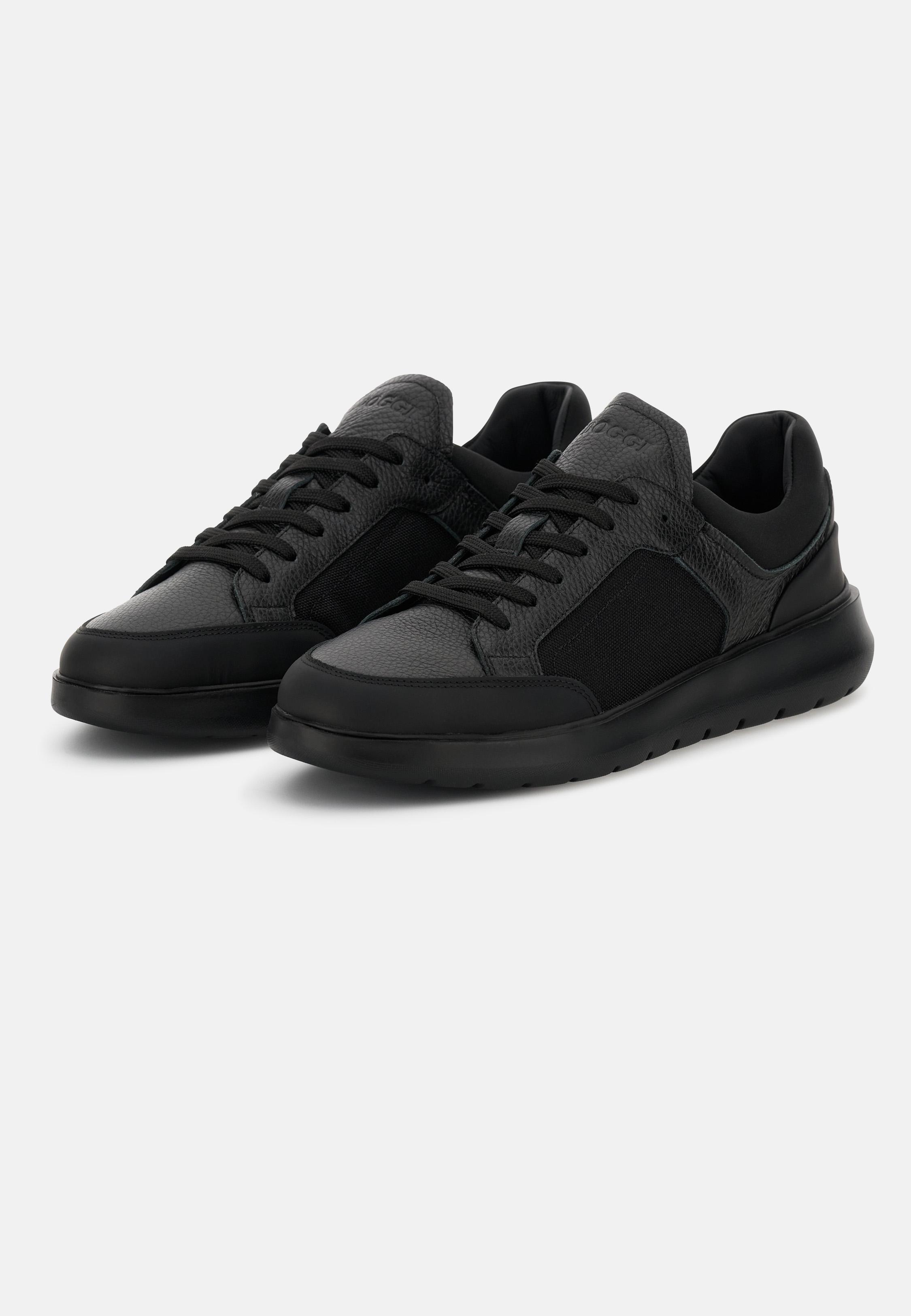 Nimbus Leather and Technical Fabric Trainers Black, Black, medium