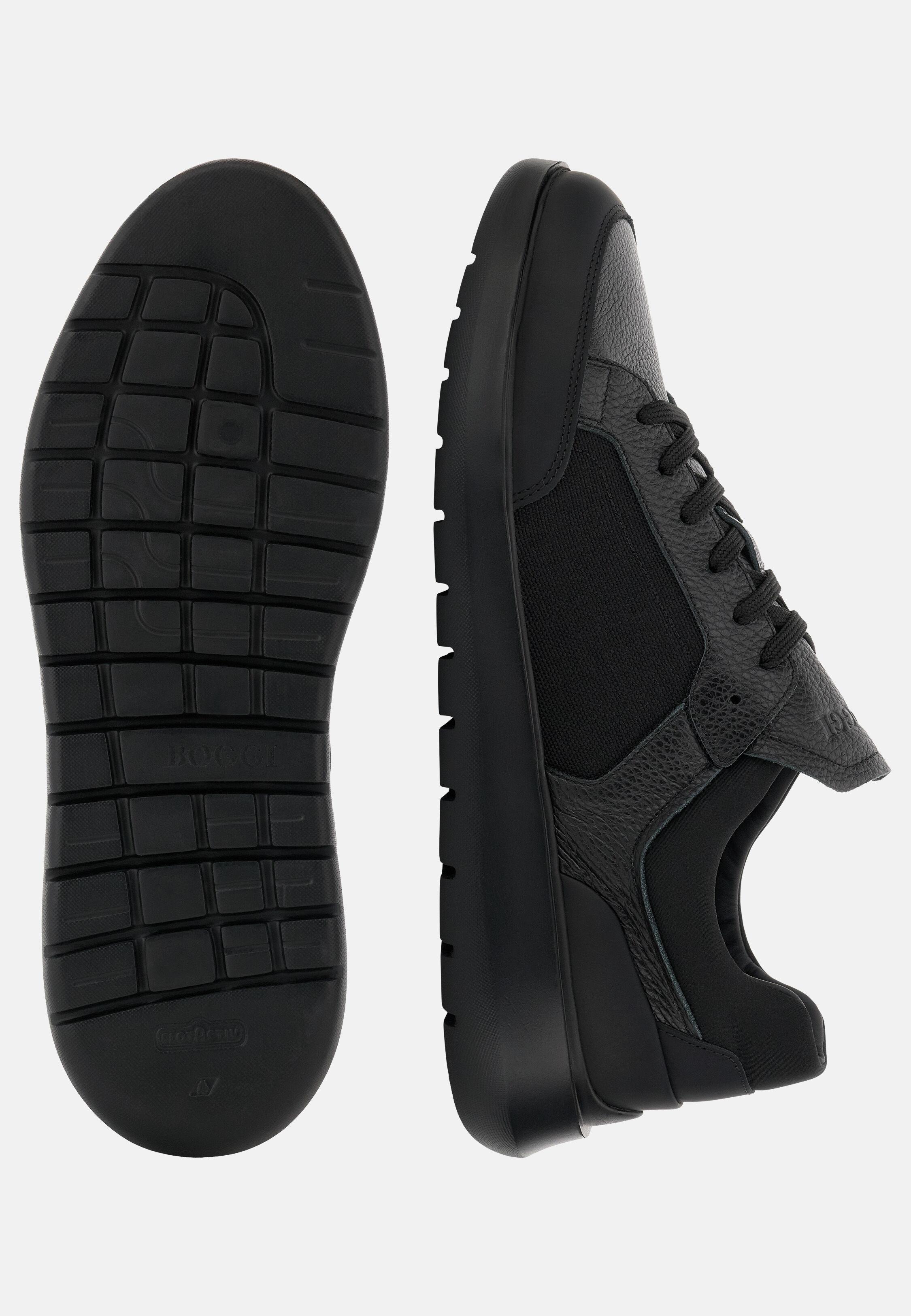 Nimbus Leather and Technical Fabric Trainers Black, Black, large image number 3