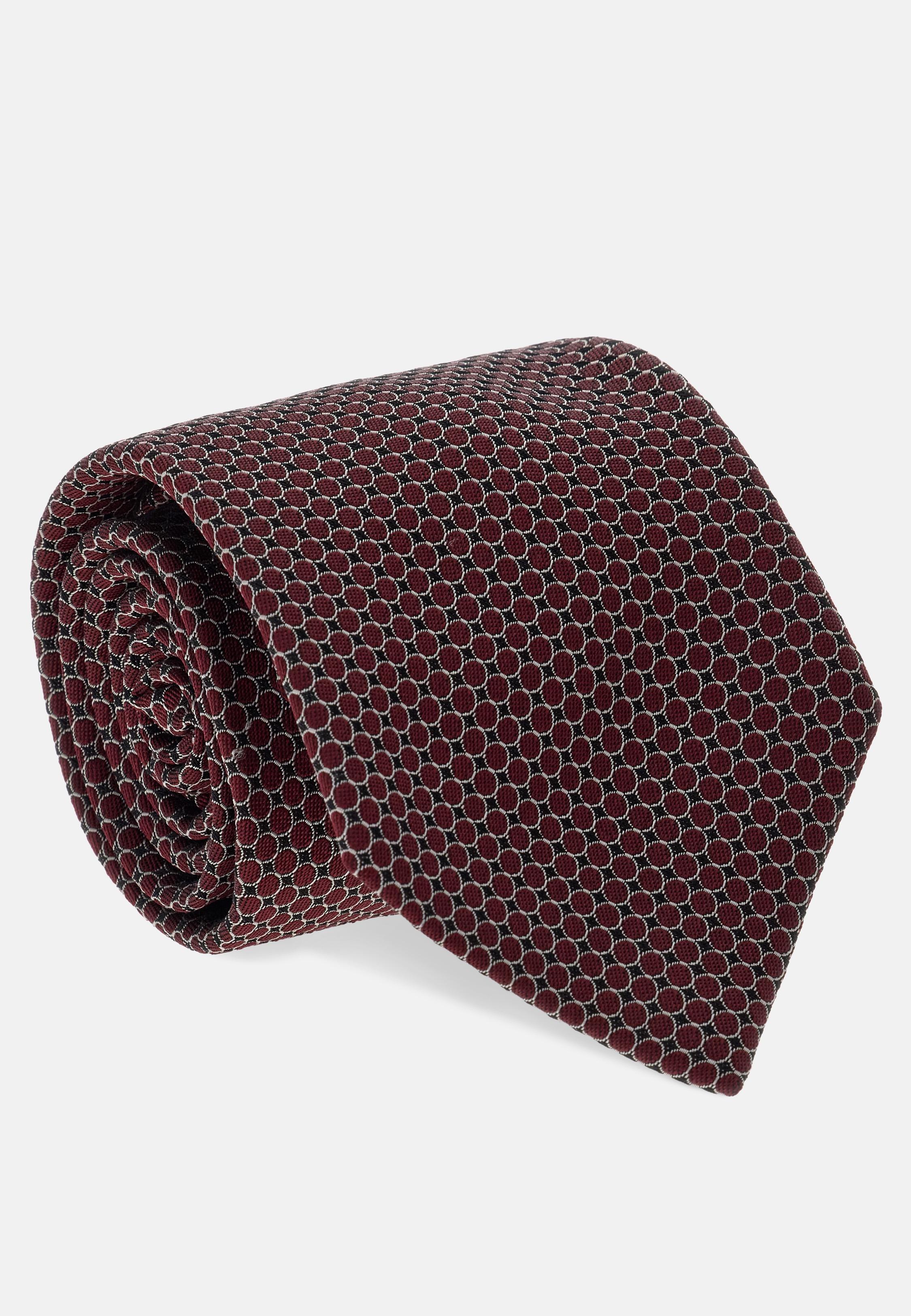 Geometric Silk Blend Tie Red, Burgundy, large image number 0