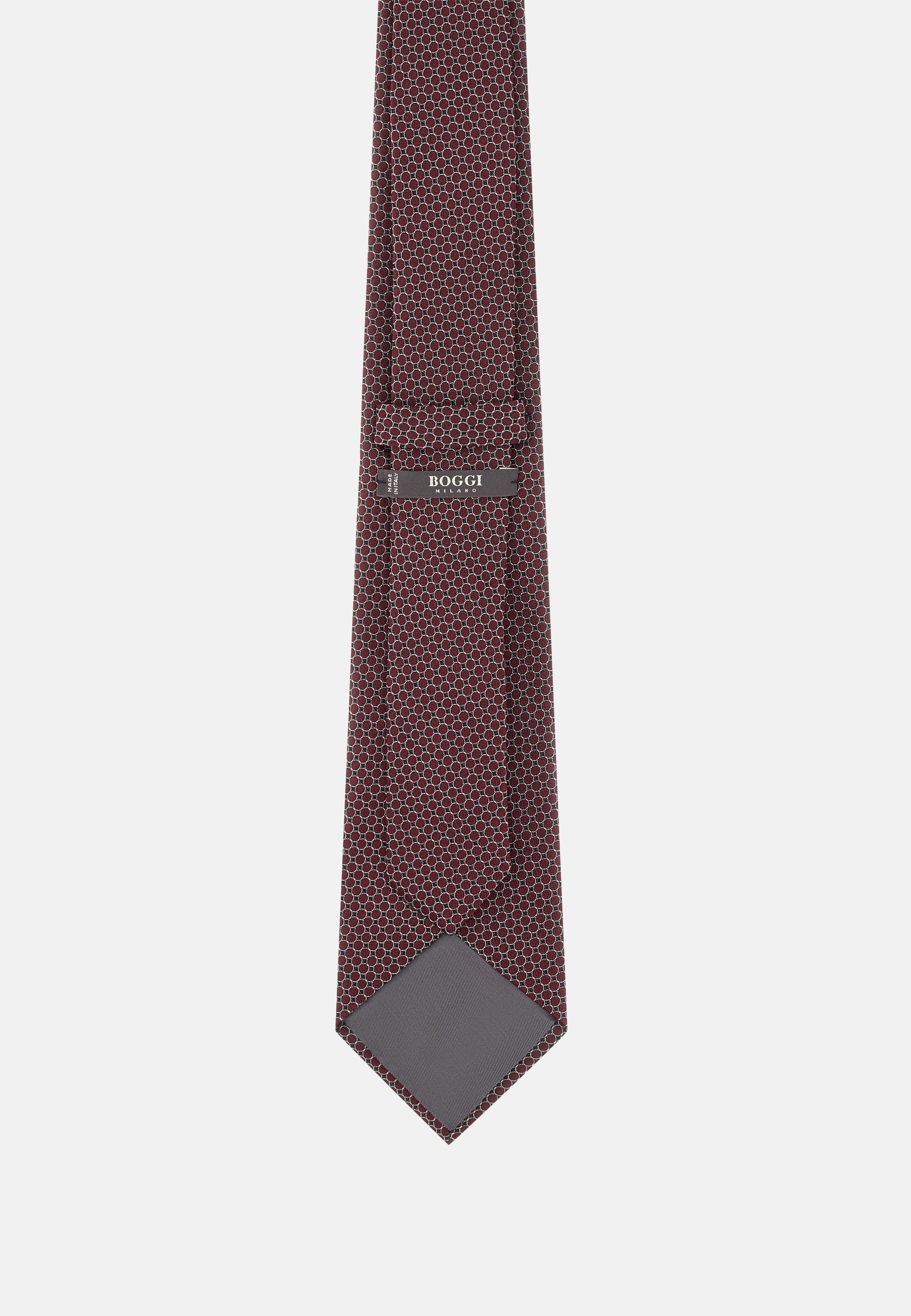 Geometric Silk Blend Tie Red, Burgundy, large image number 1
