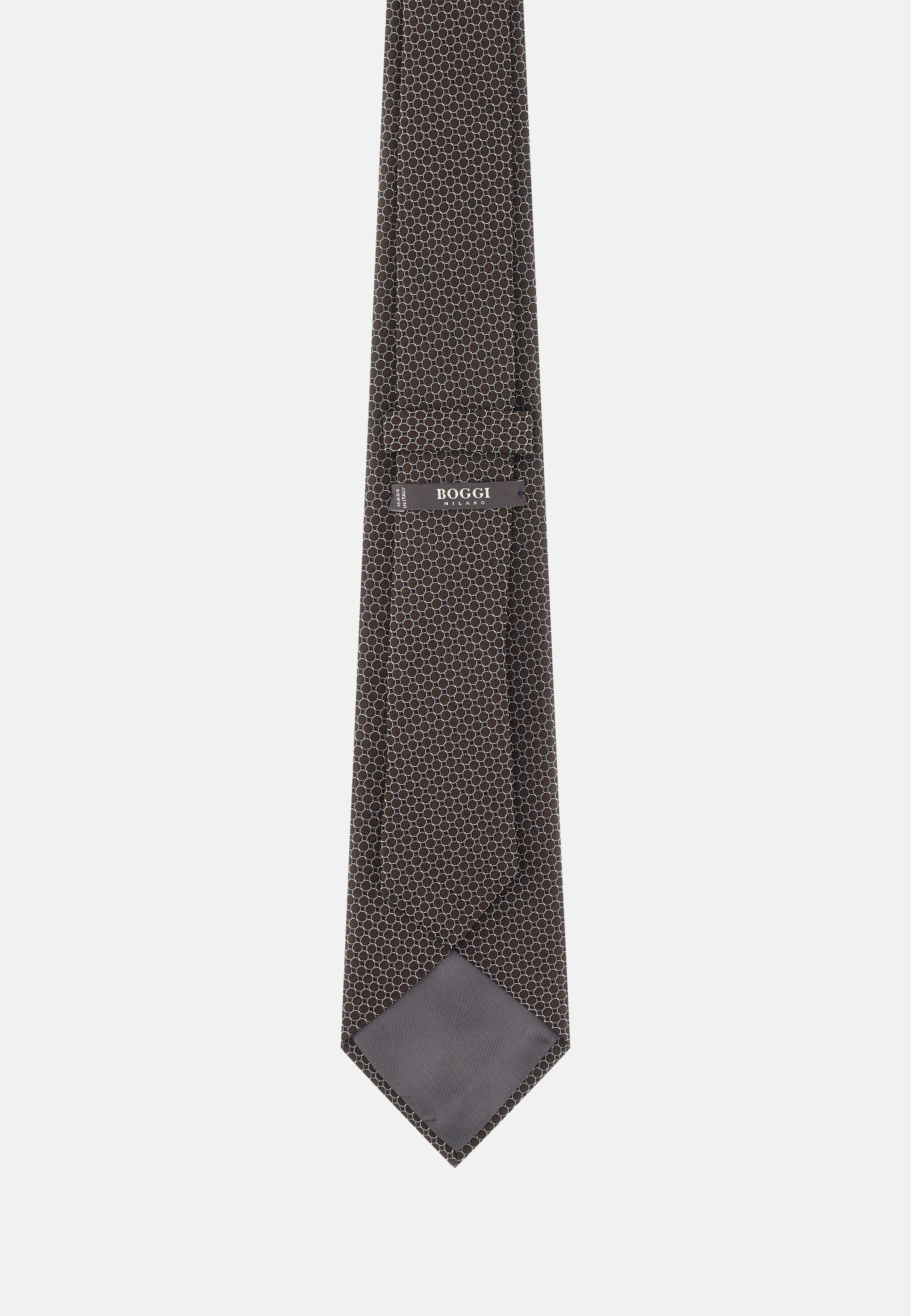 BROWN Geometric Silk Blend Tie, Dark brown, large image number 1