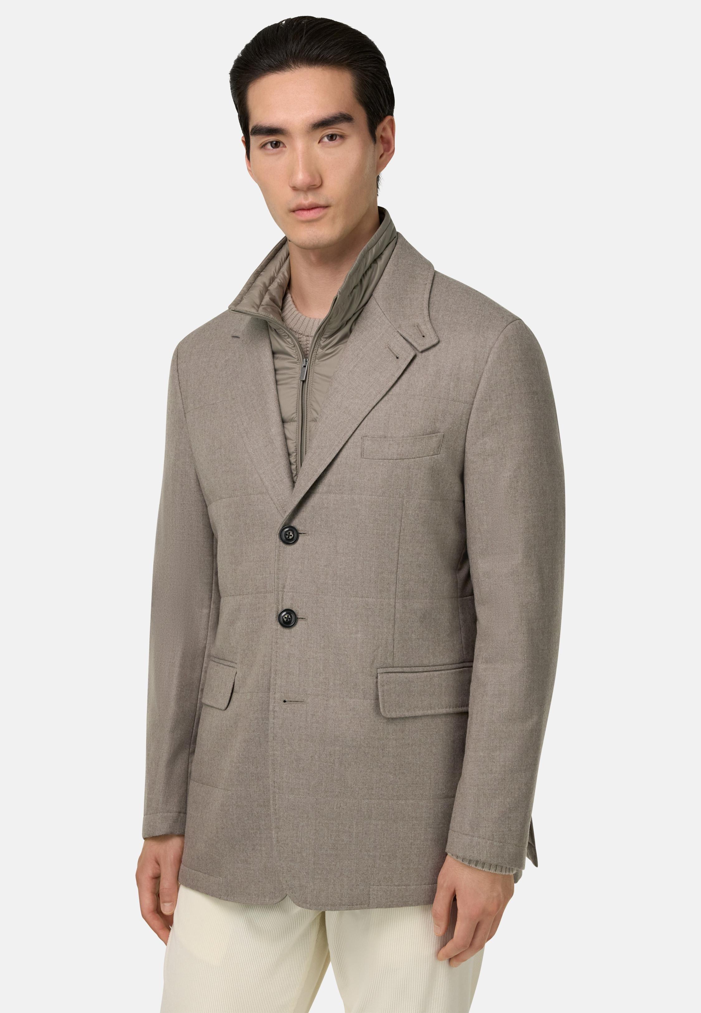 Wool Jacket with Removable Gilet Beige, Sand, medium