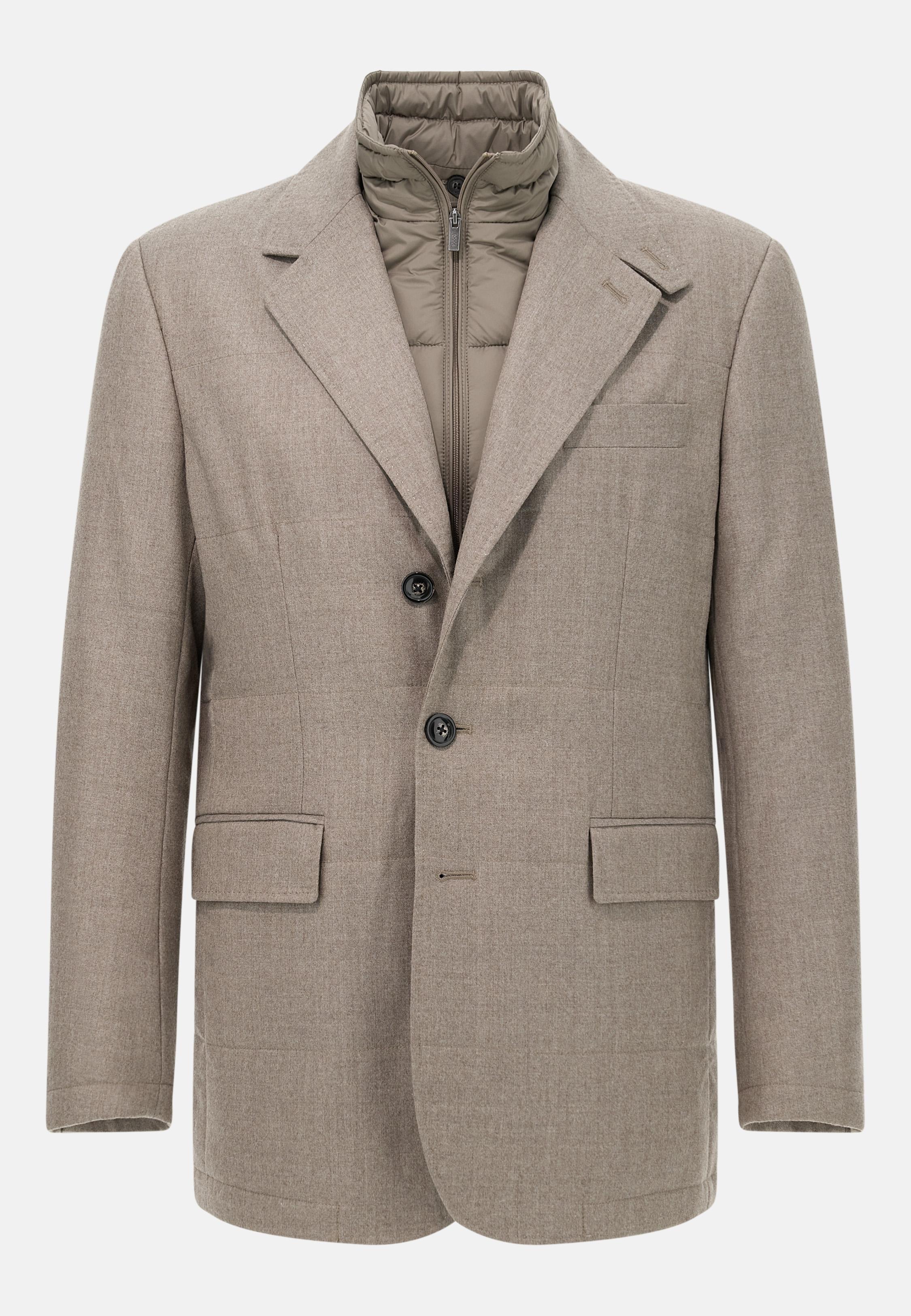 Wool Jacket with Removable Gilet Beige, Sand, medium