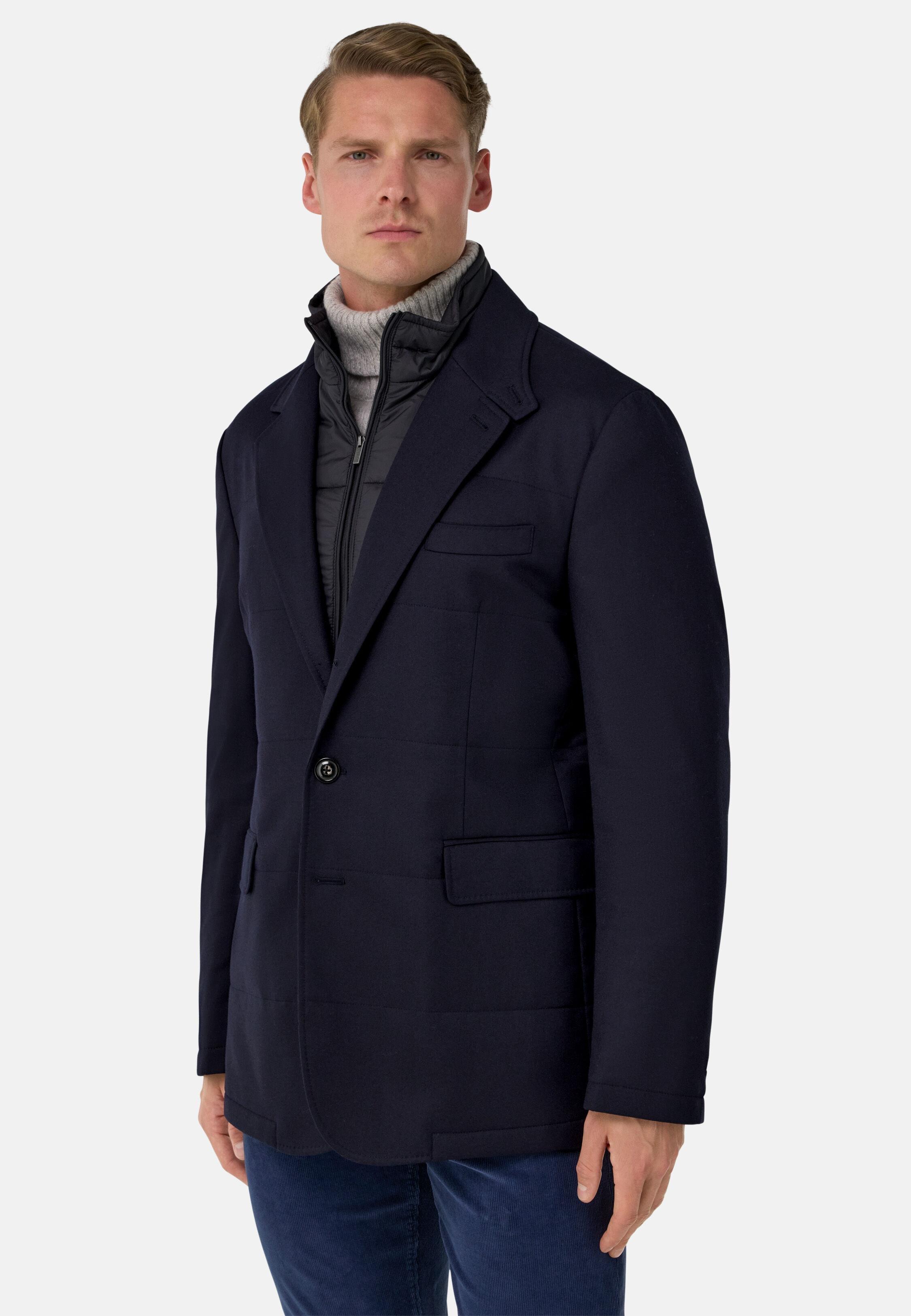 Wool Jacket With Removable Gilet Blue, Navy blue, medium