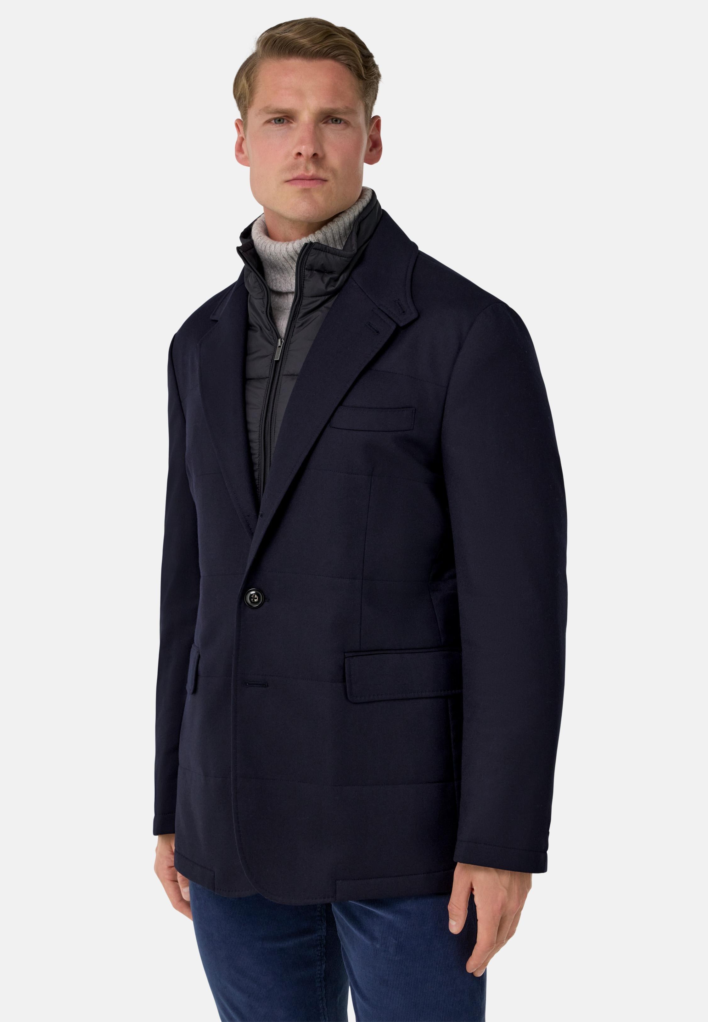 Wool Jacket With Removable Gilet Blue, Navy blue, medium