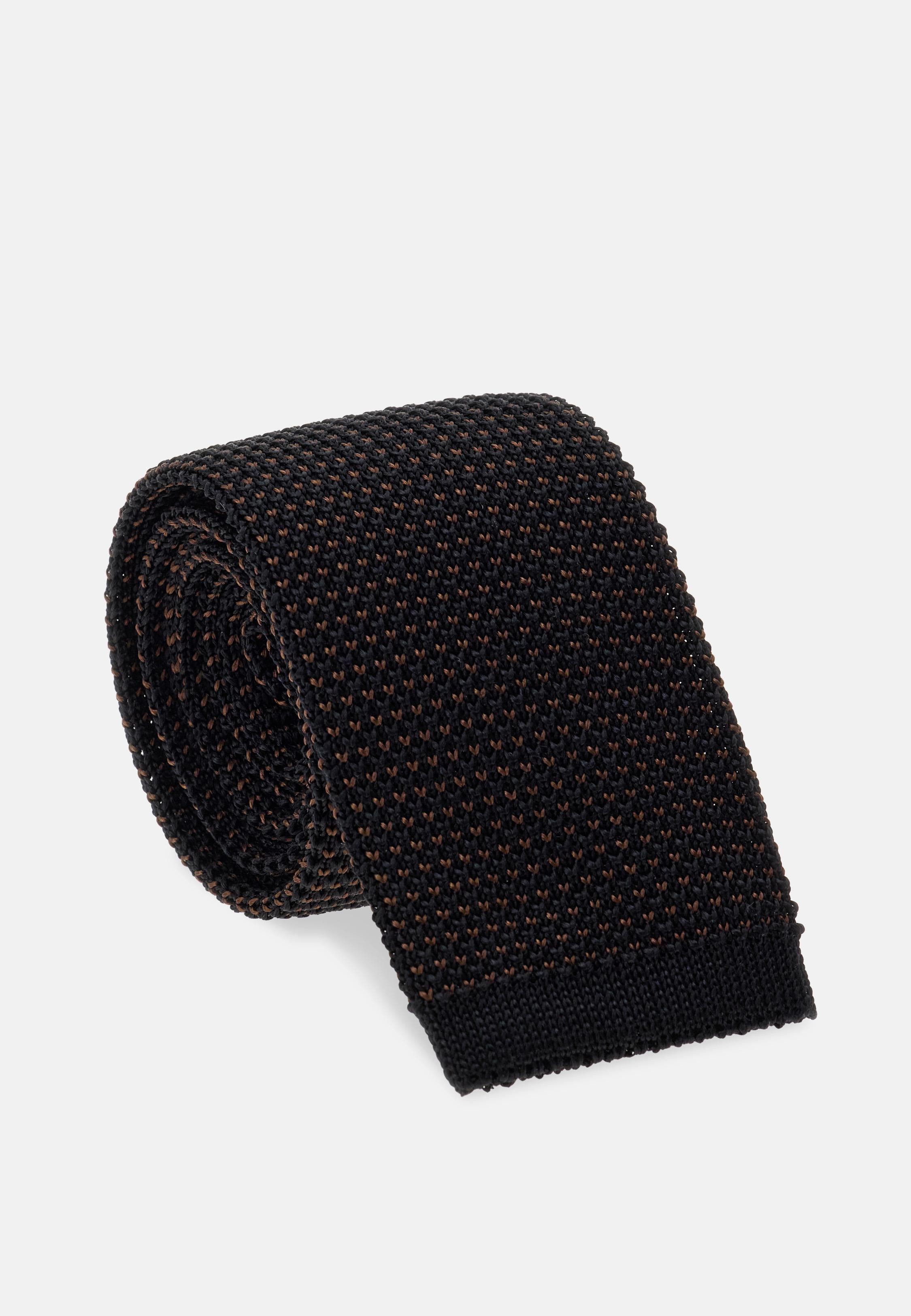 BROWN Knitted tie, Dark brown, large image number 0