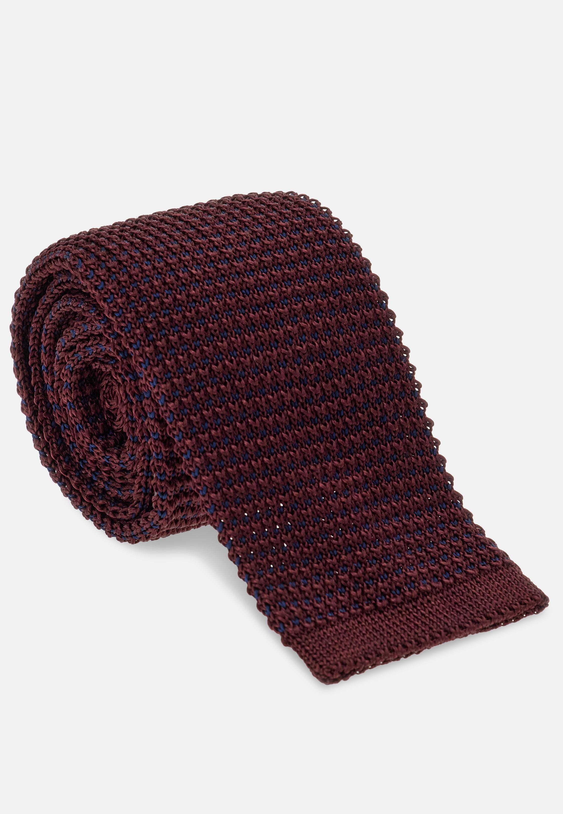 RED Knitted tie, Burgundy, large image number 0