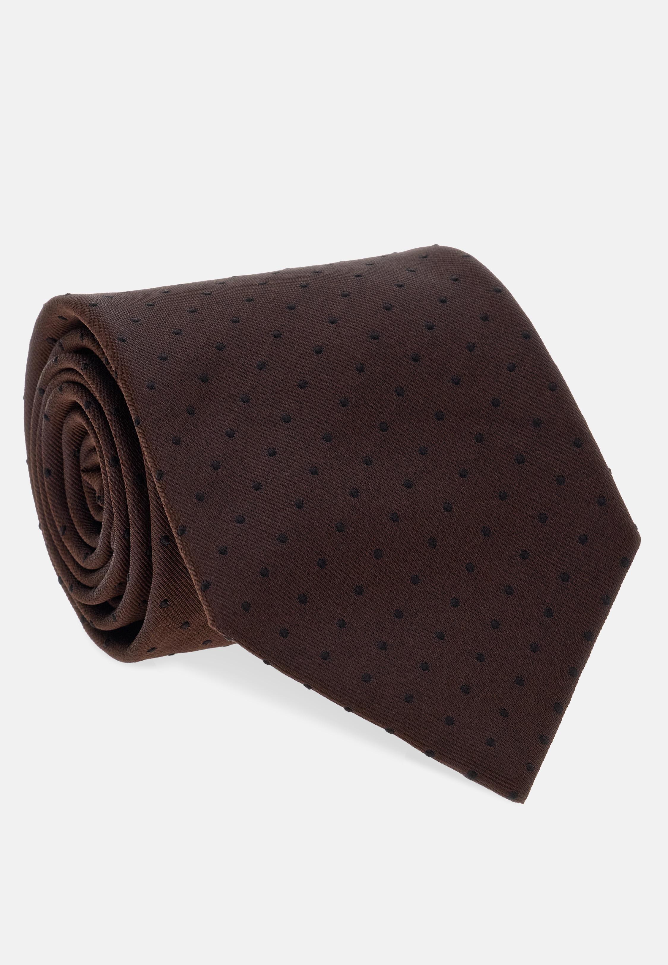 Polka Dot Silk Tie Brown, Dark brown, medium