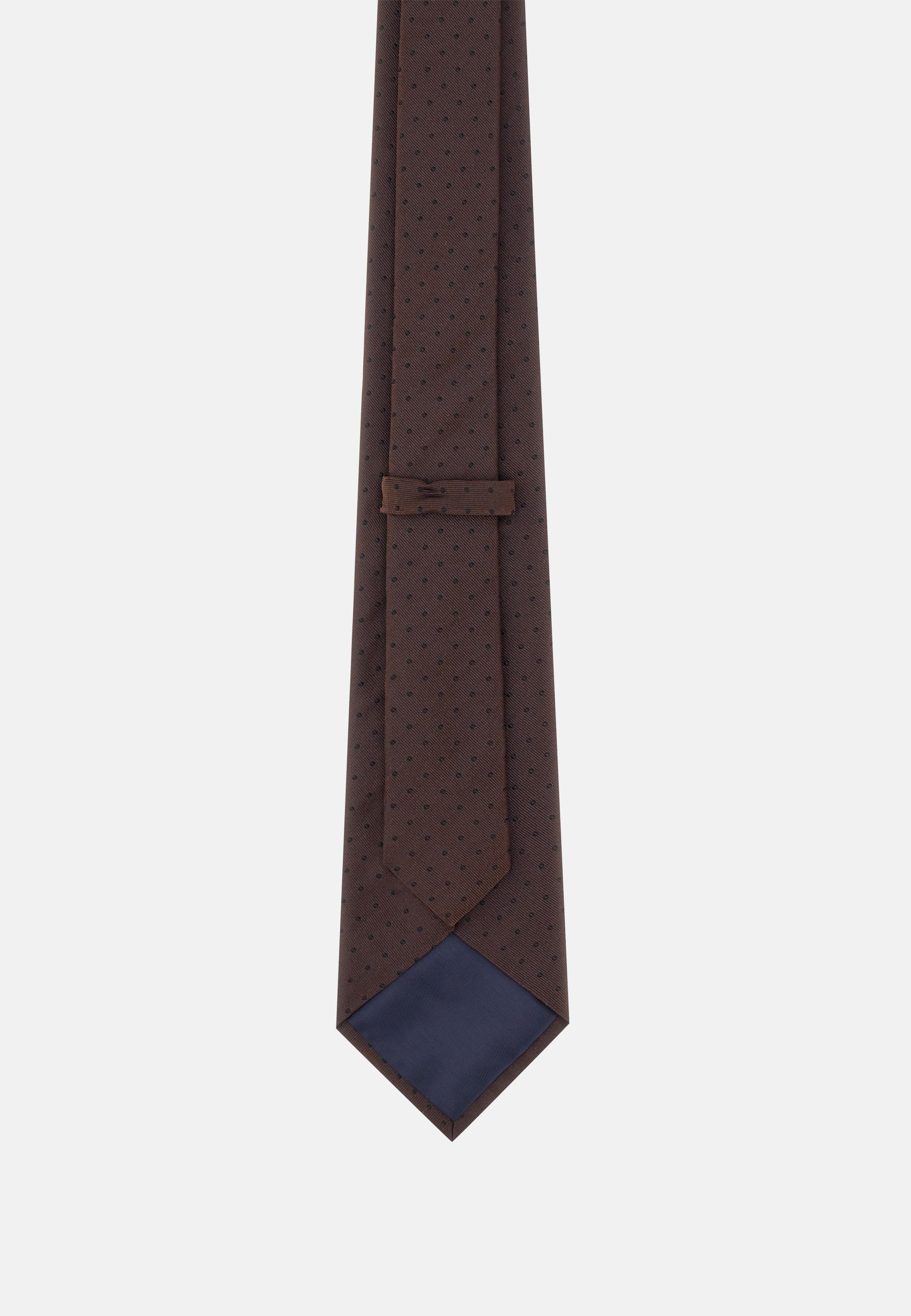 Polka Dot Silk Tie Brown, Dark brown, medium