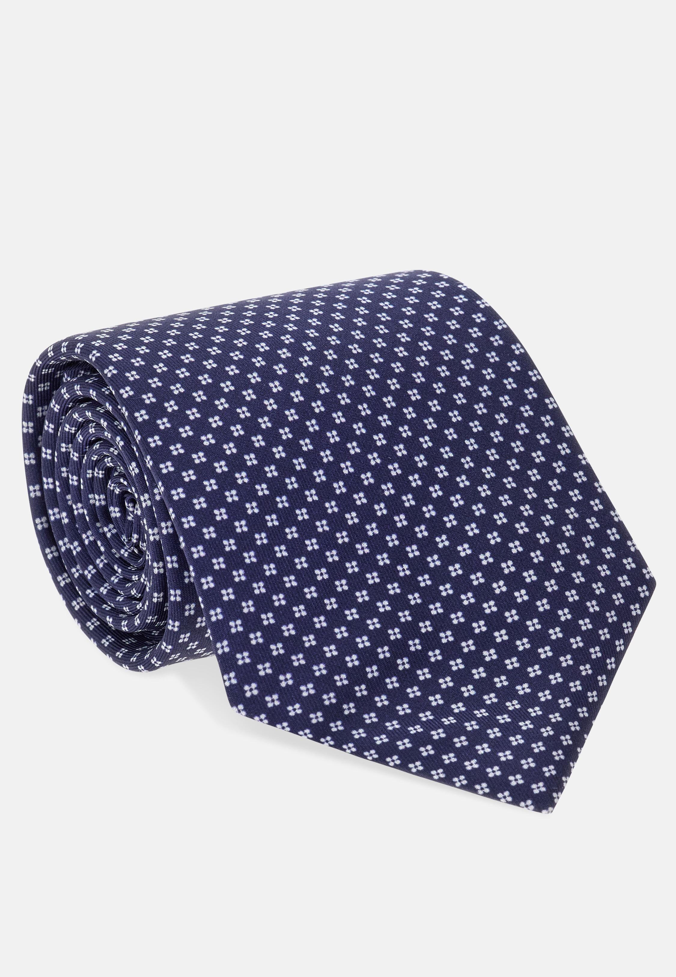Floral Silk Tie Blue, Navy blue, large image number 0