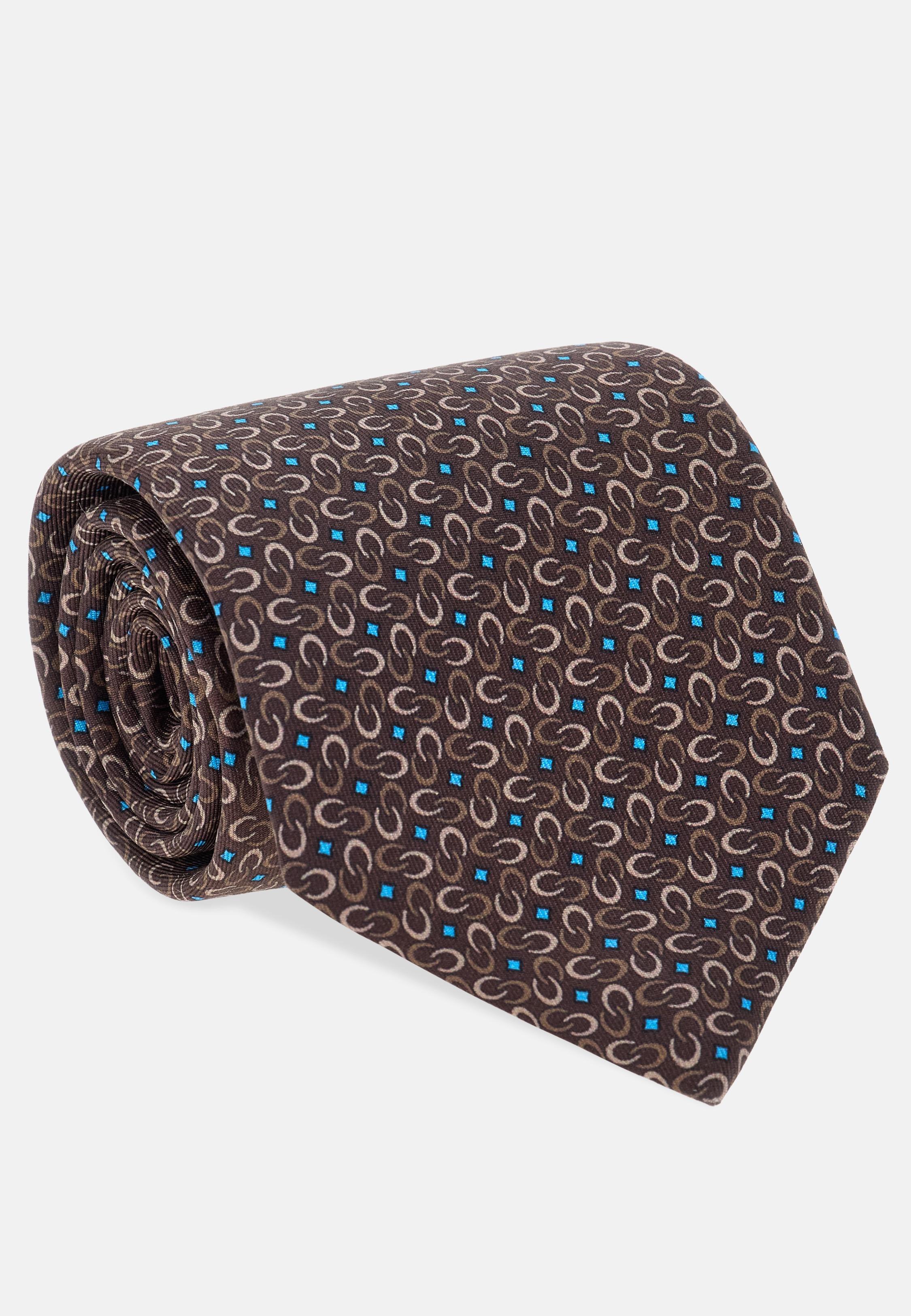 Patterned Silk Tie Grey, , medium