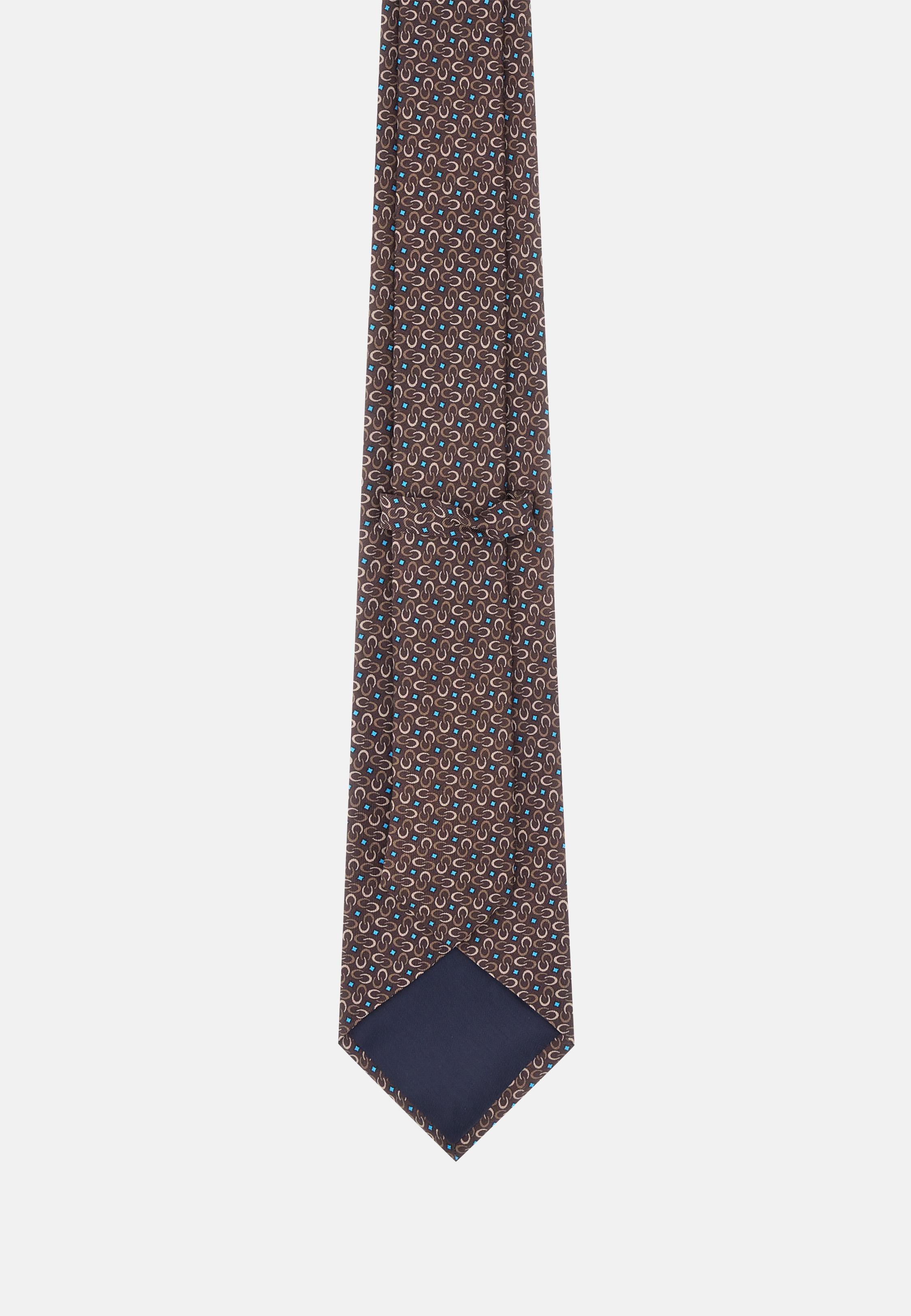 Patterned Silk Tie Grey, Brown, large image number 1