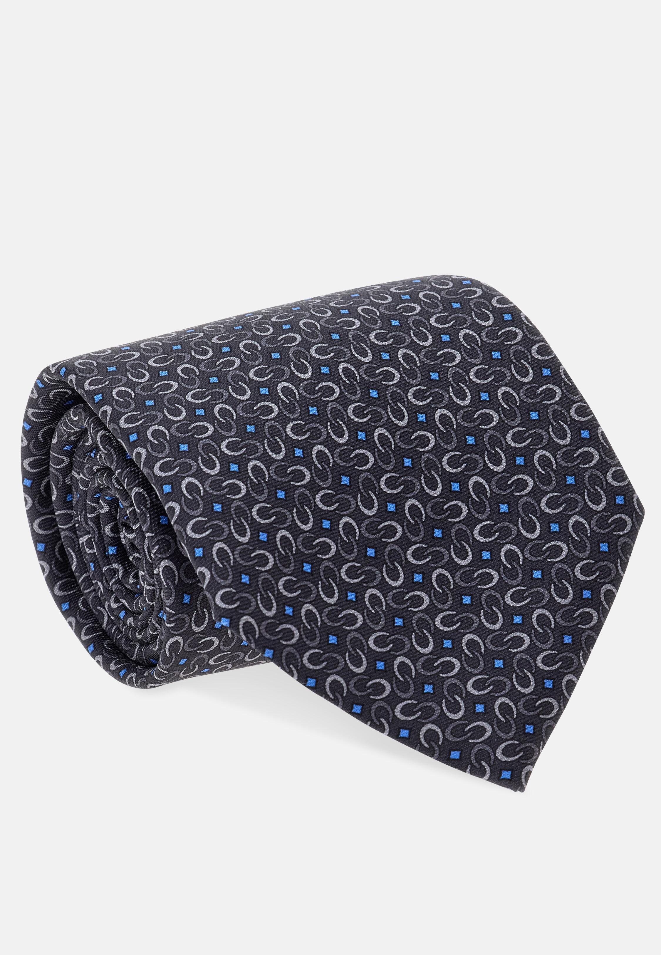 Patterned Silk Tie Grey, Grey, large image number 0