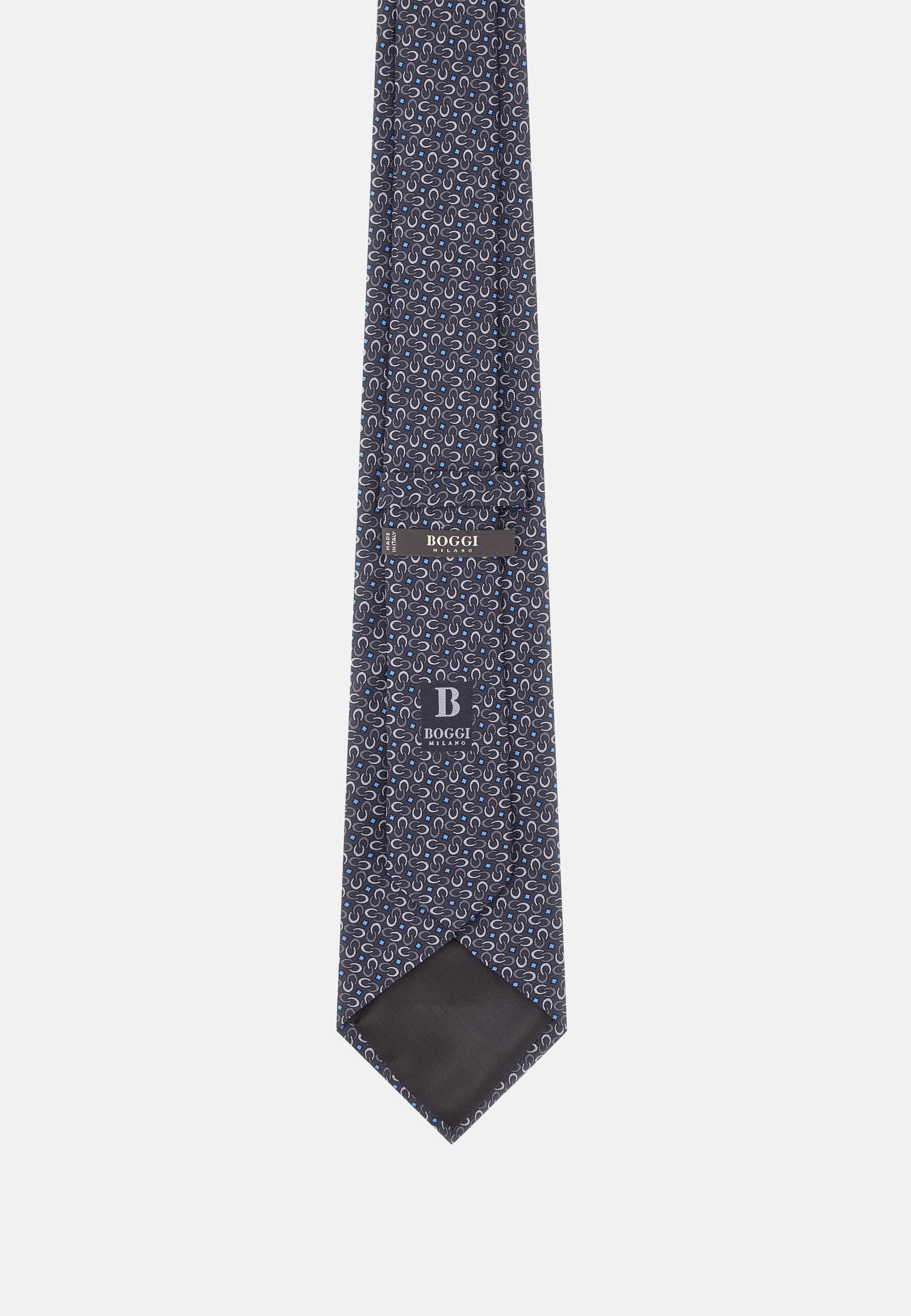 Patterned Silk Tie Grey, Grey, large image number 1
