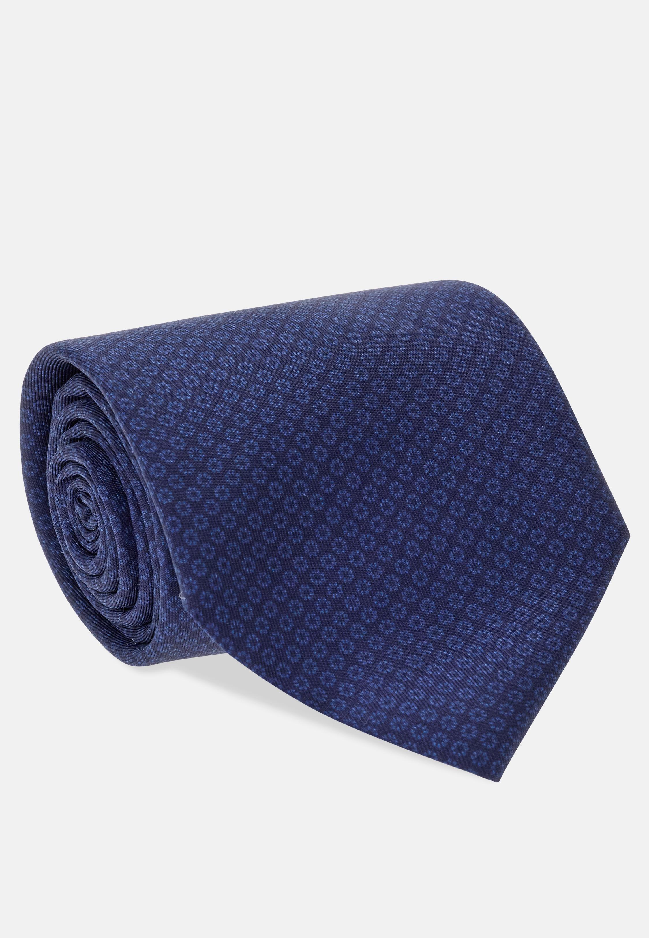 Floral Silk Tie Blue, Navy blue, large image number 0