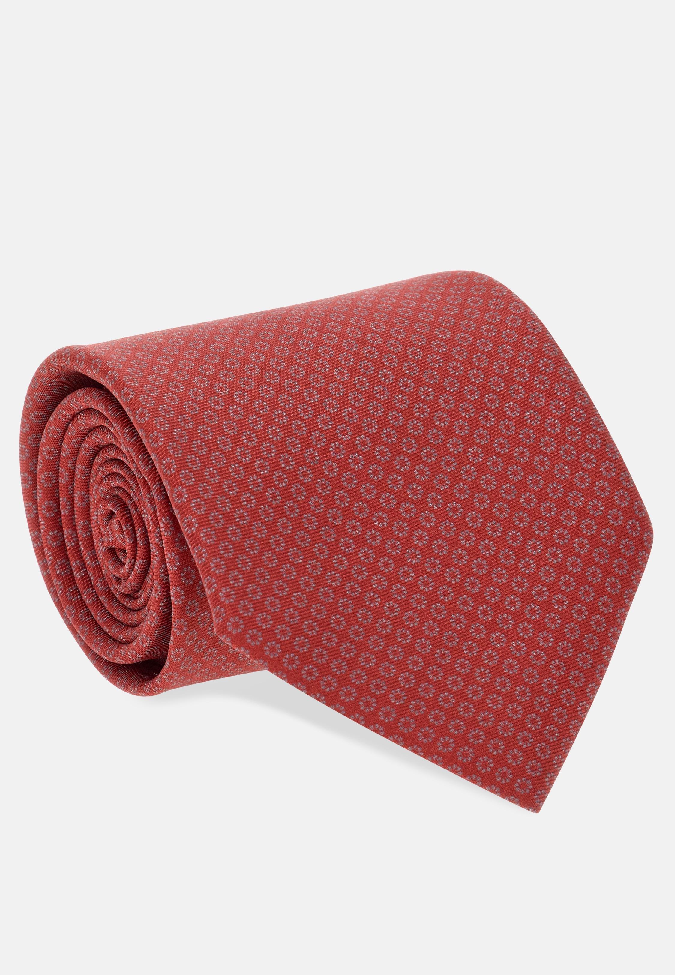 Geometric Motif Silk Tie Red, , medium