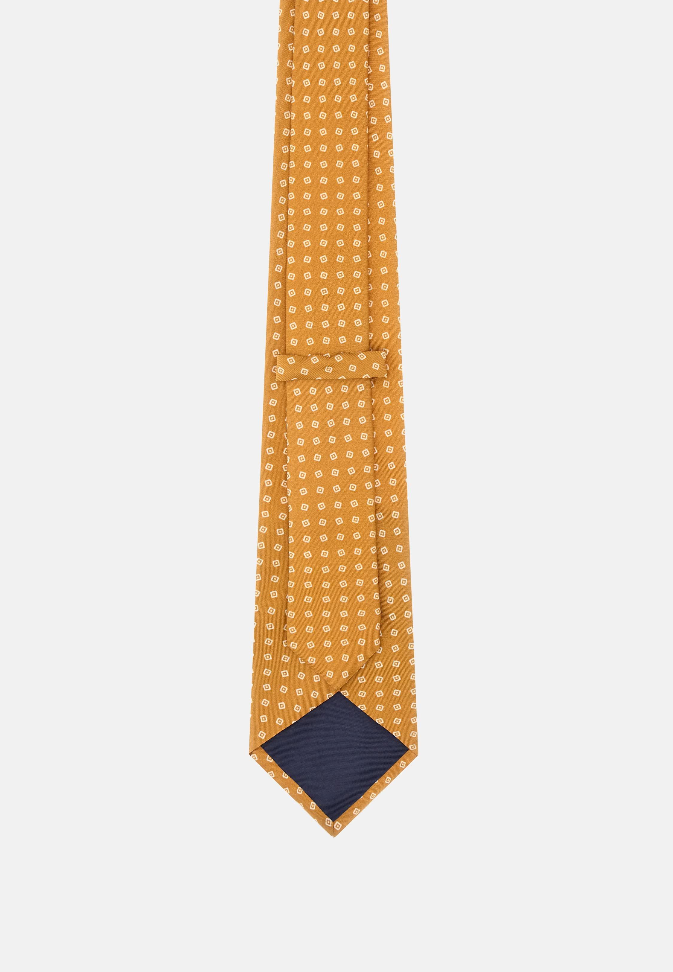Geometric Motif Silk Tie Brown, Orange, large image number 1