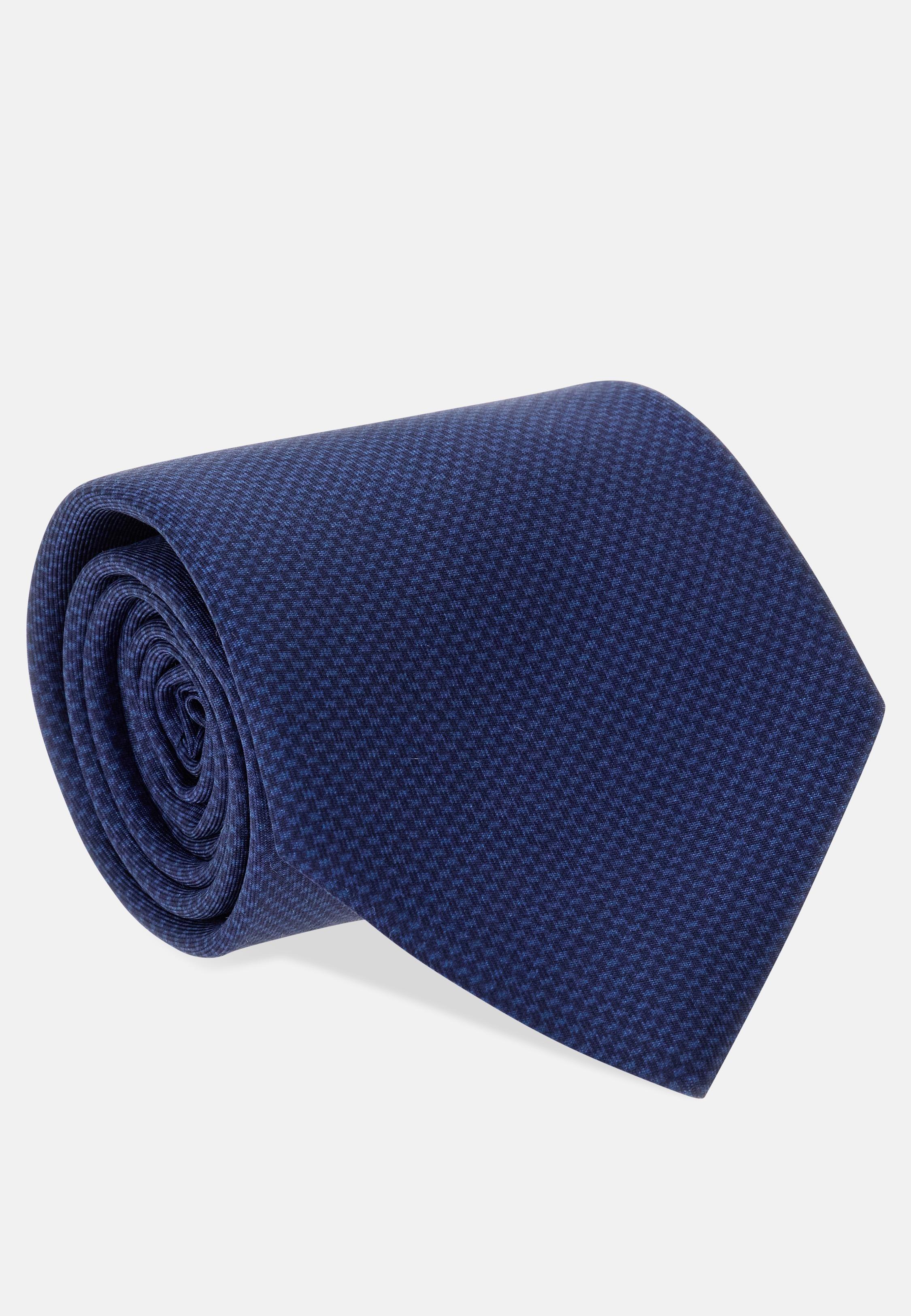 Geometric Motif Silk Tie Blue, Navy blue, medium