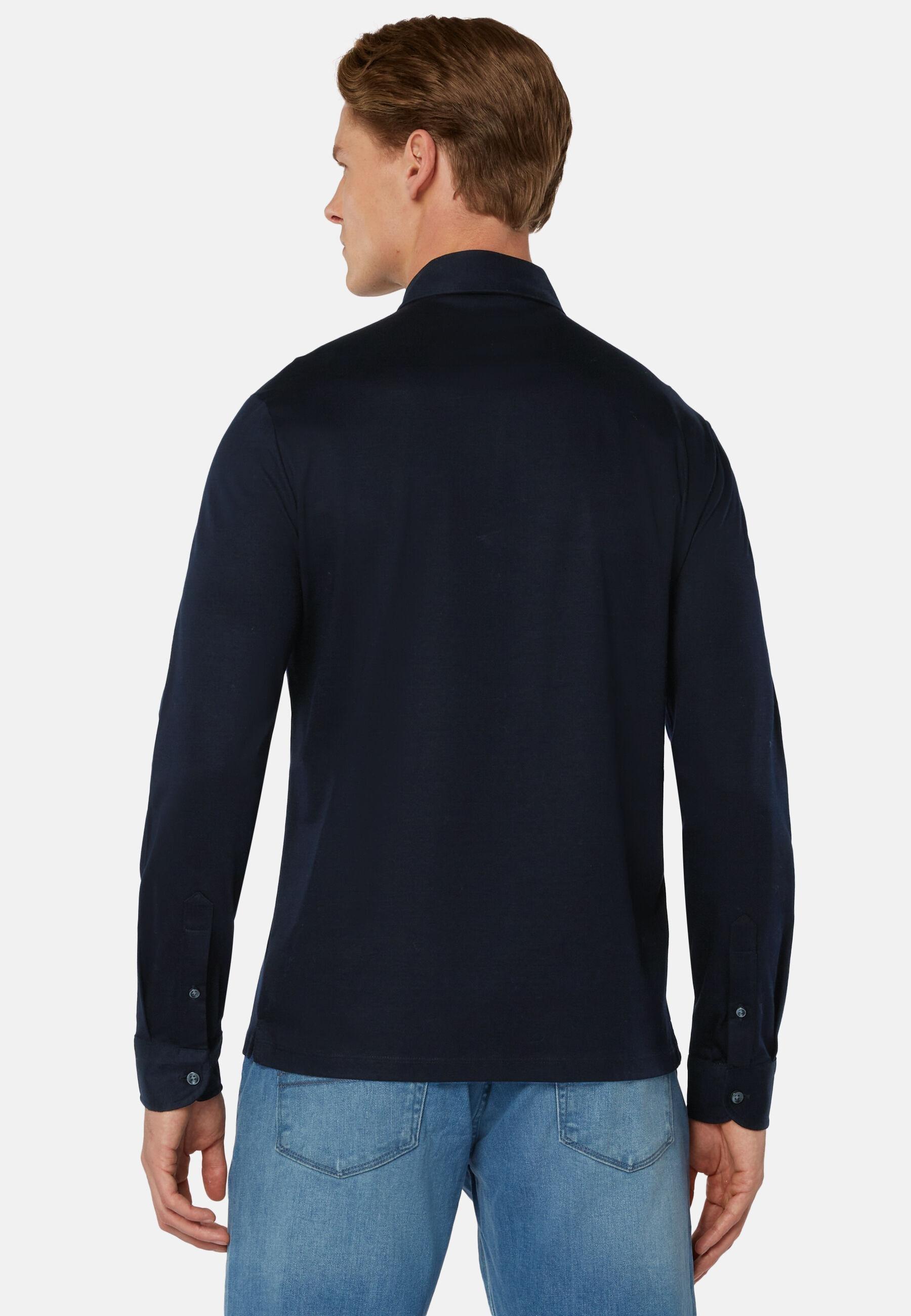 Ls Pima Cotton Polo Blue, Navy blue, medium