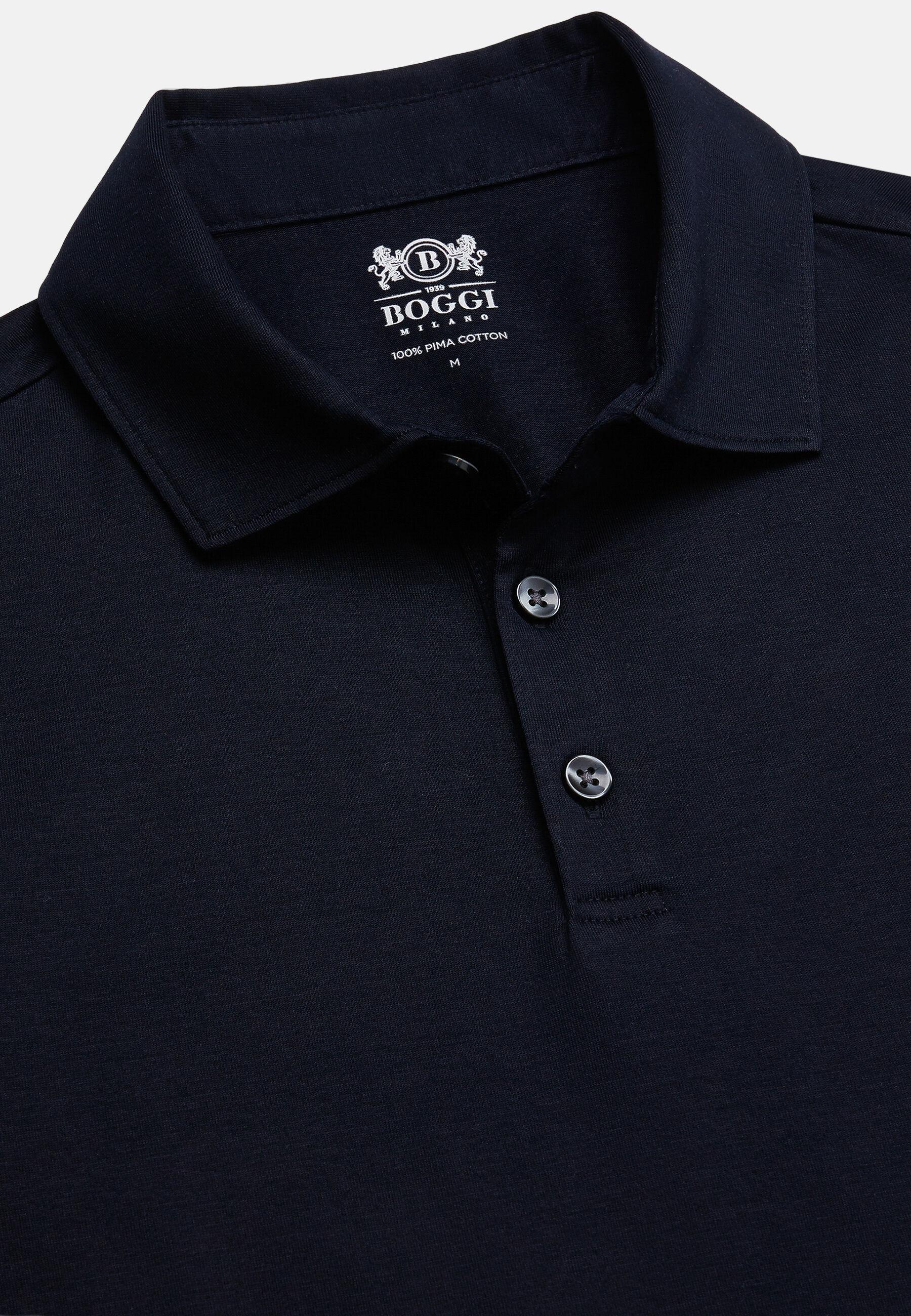 Ls Pima Cotton Polo Blue, Navy blue, large image number 3