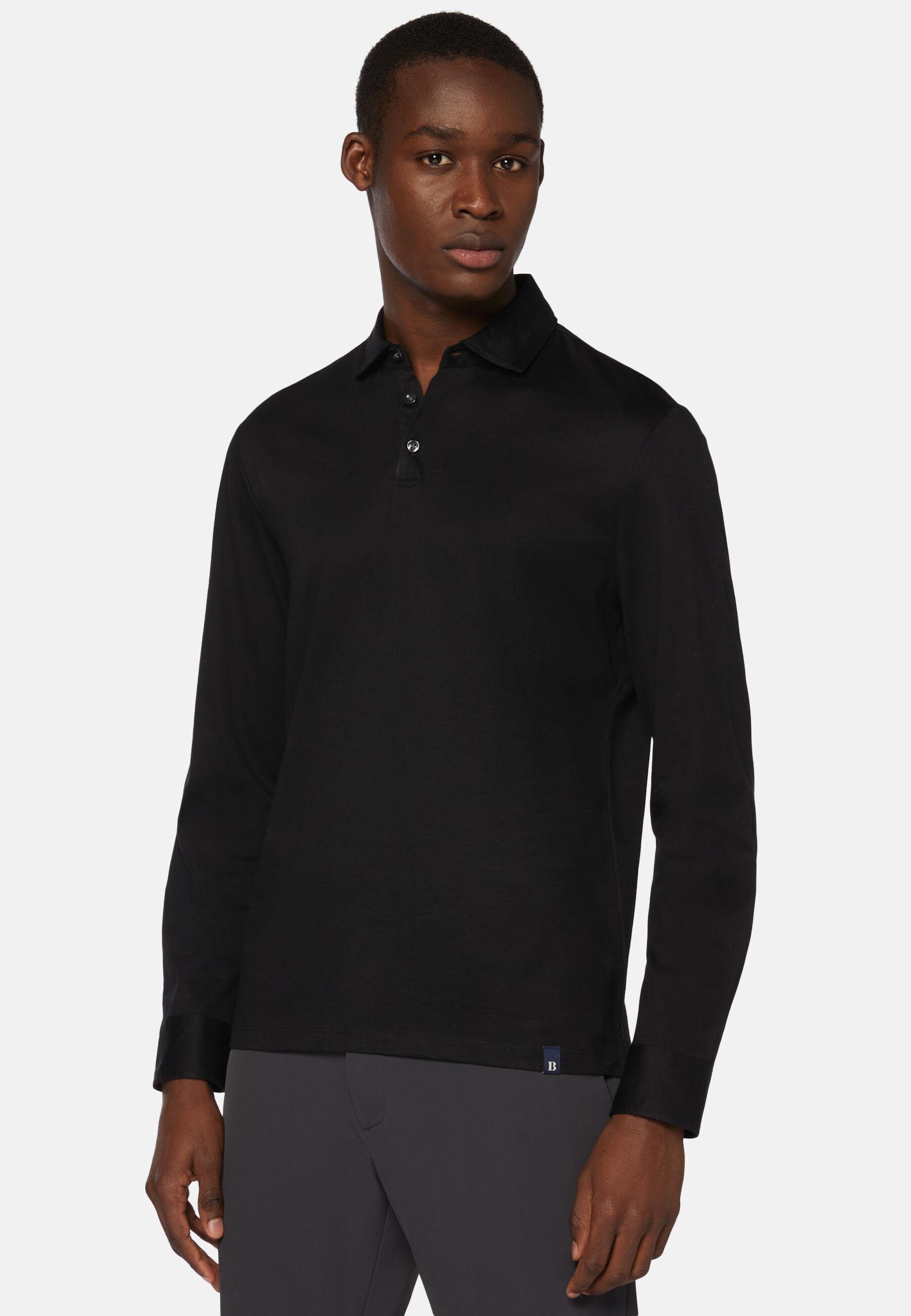 Ls Pima Cotton Polo Black, Black, medium
