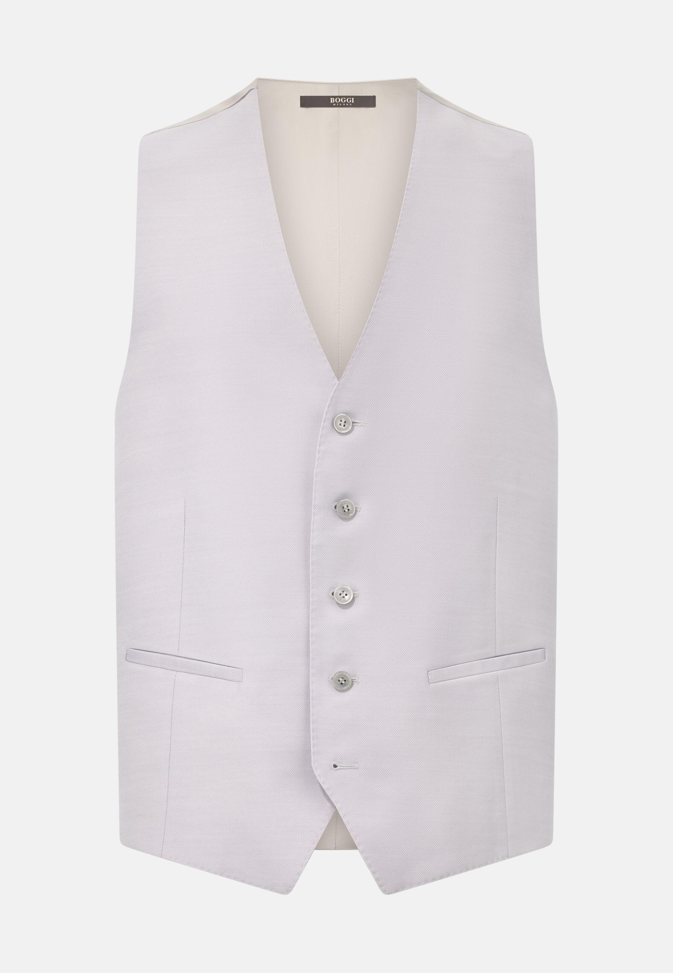 Pearl Grey Wool Blend Waistcoat Green, Light grey, large image number 3