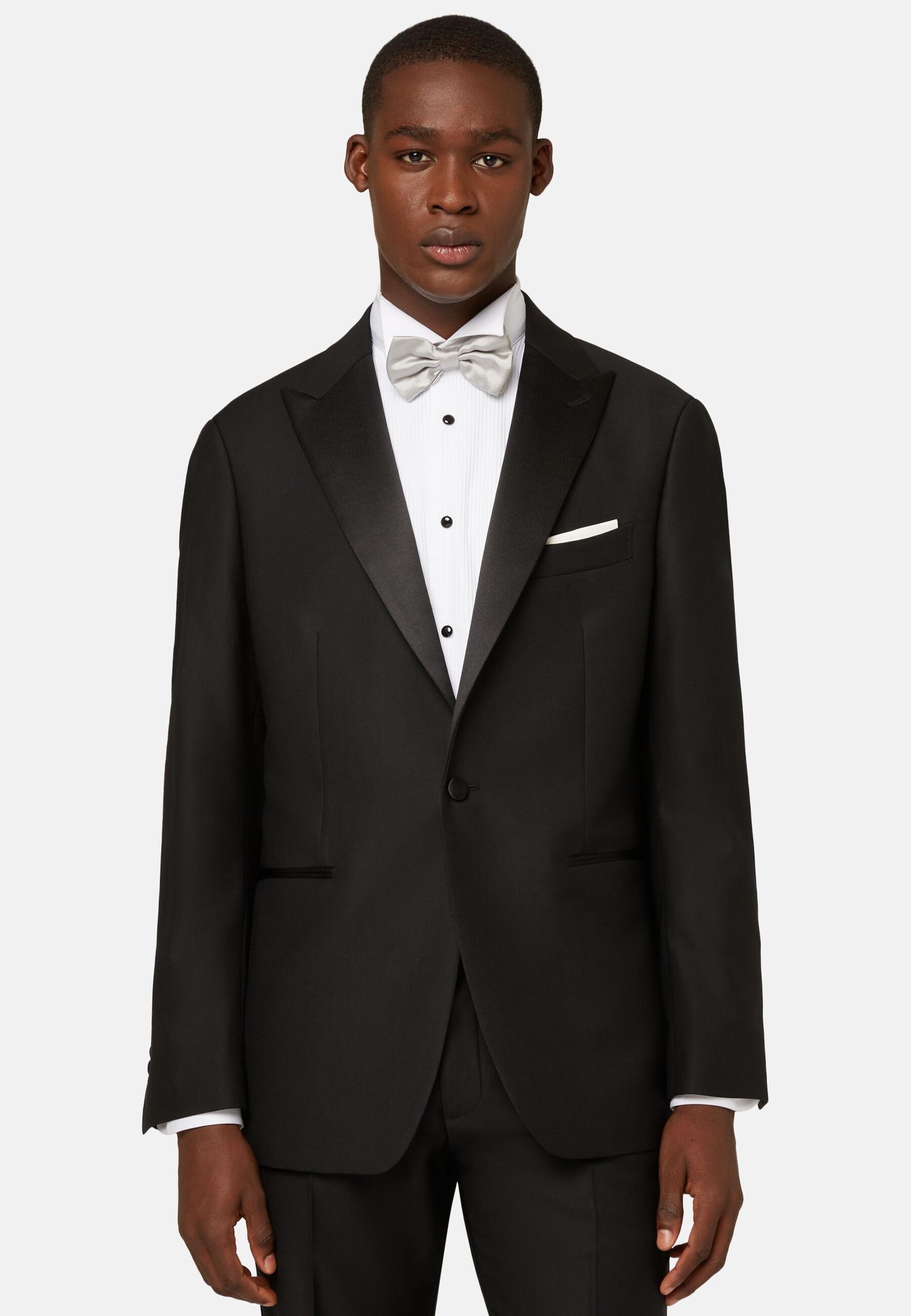 Wool Tuxedo Jacket With Peak Lapels Black, Black, large image number 0