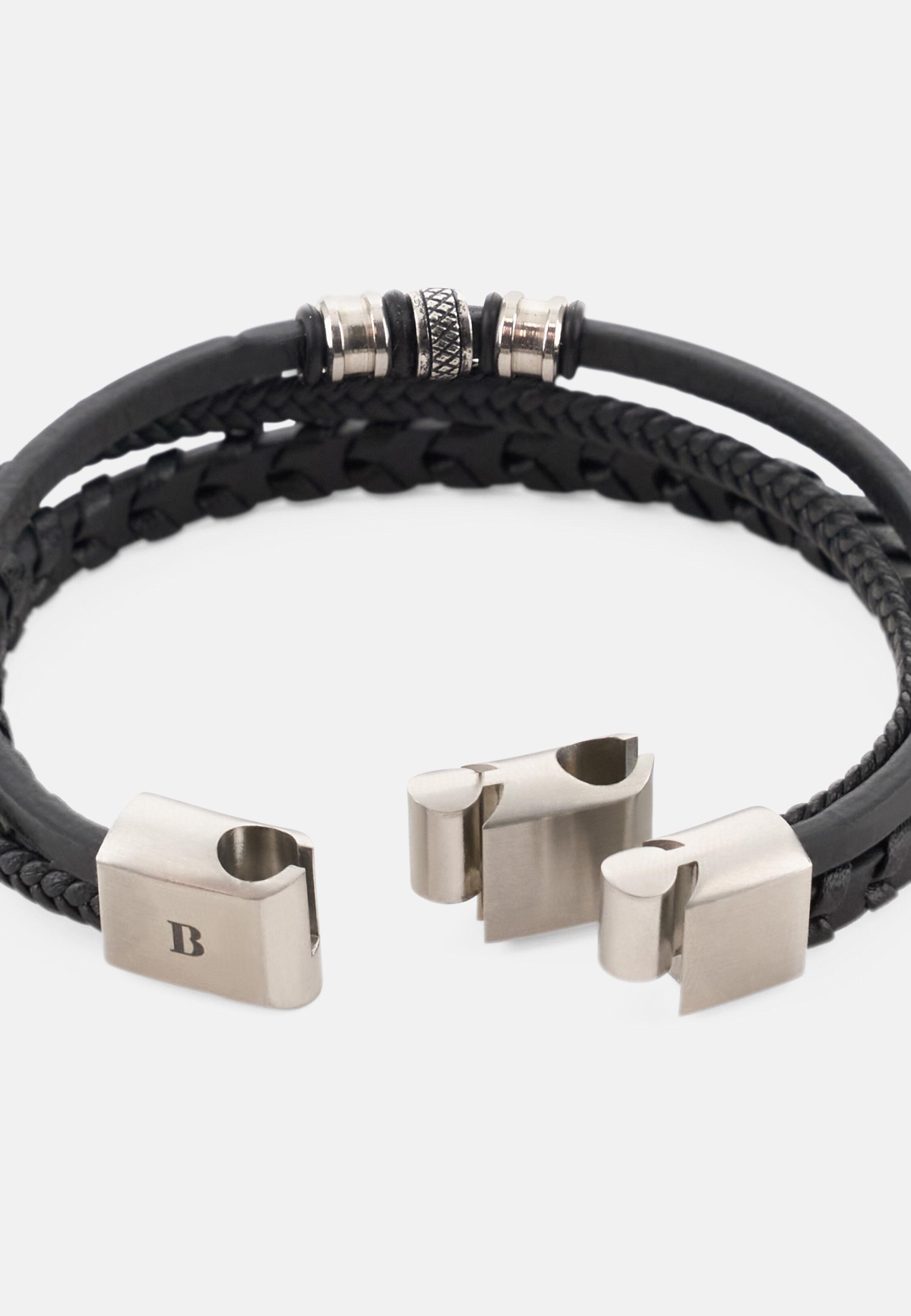 Braided Leather Bracelet Black, 3901_BLAC, medium