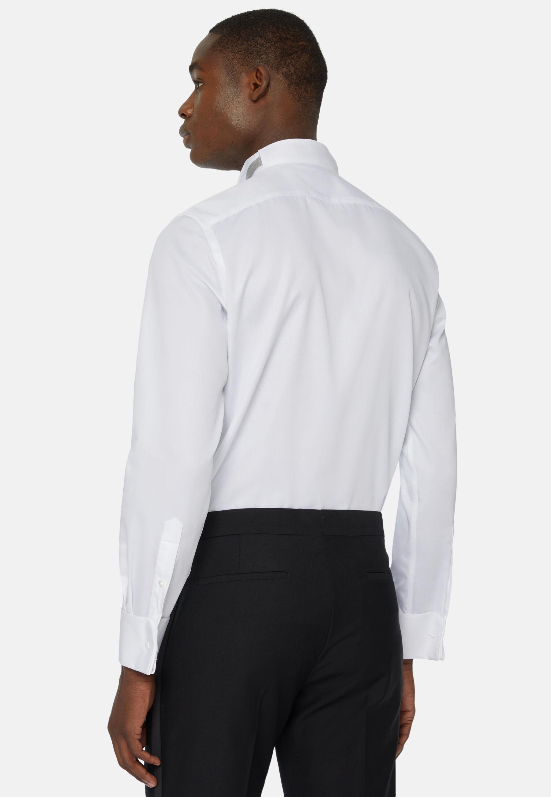 Slim Fit Shirt In Cotton Satin White, White, large image number 1