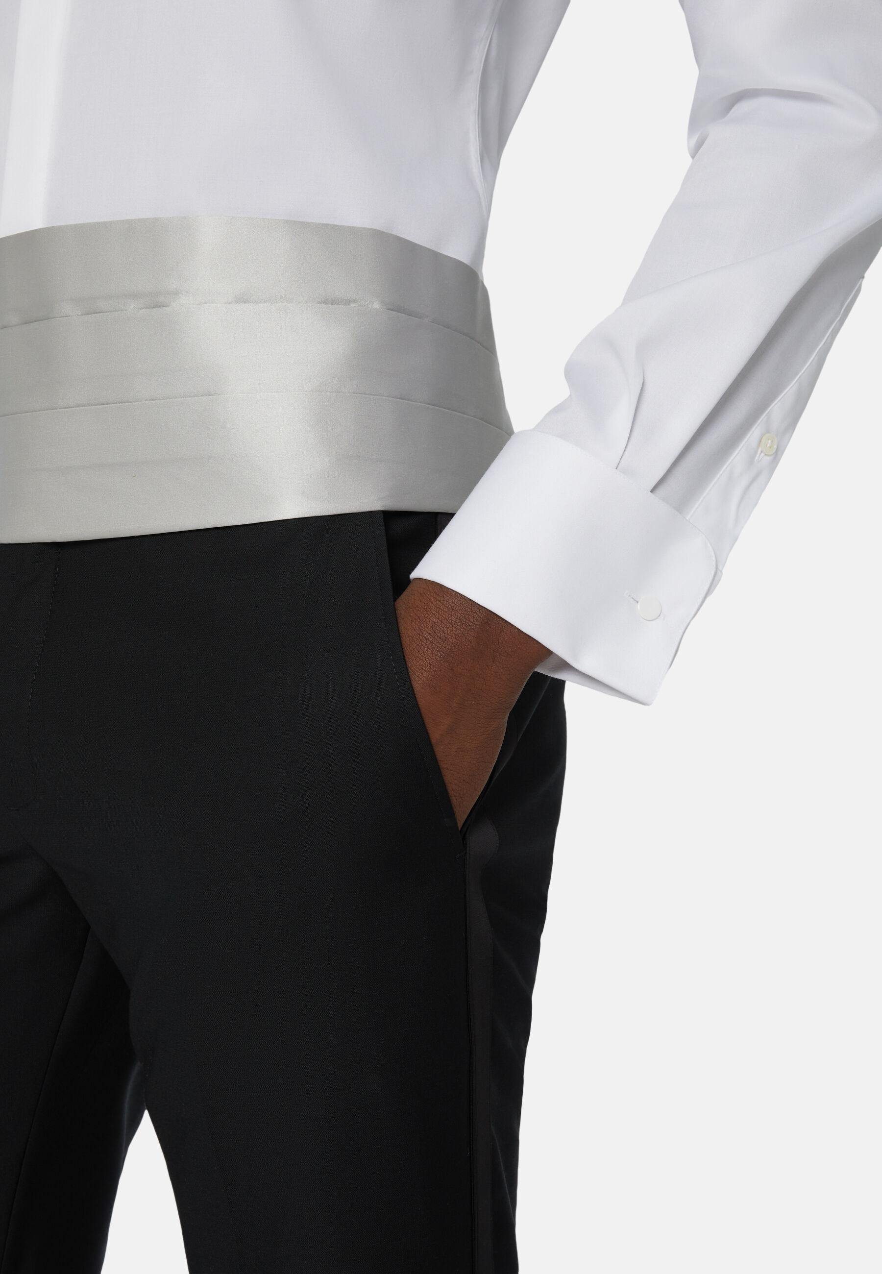 Slim Fit Shirt In Cotton Satin White, White, large image number 2