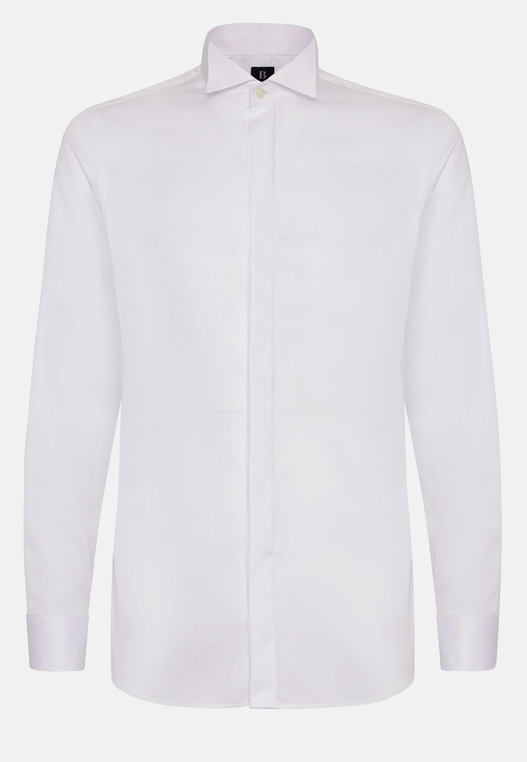Slim Fit Shirt In Cotton Satin White, White, large image number 4