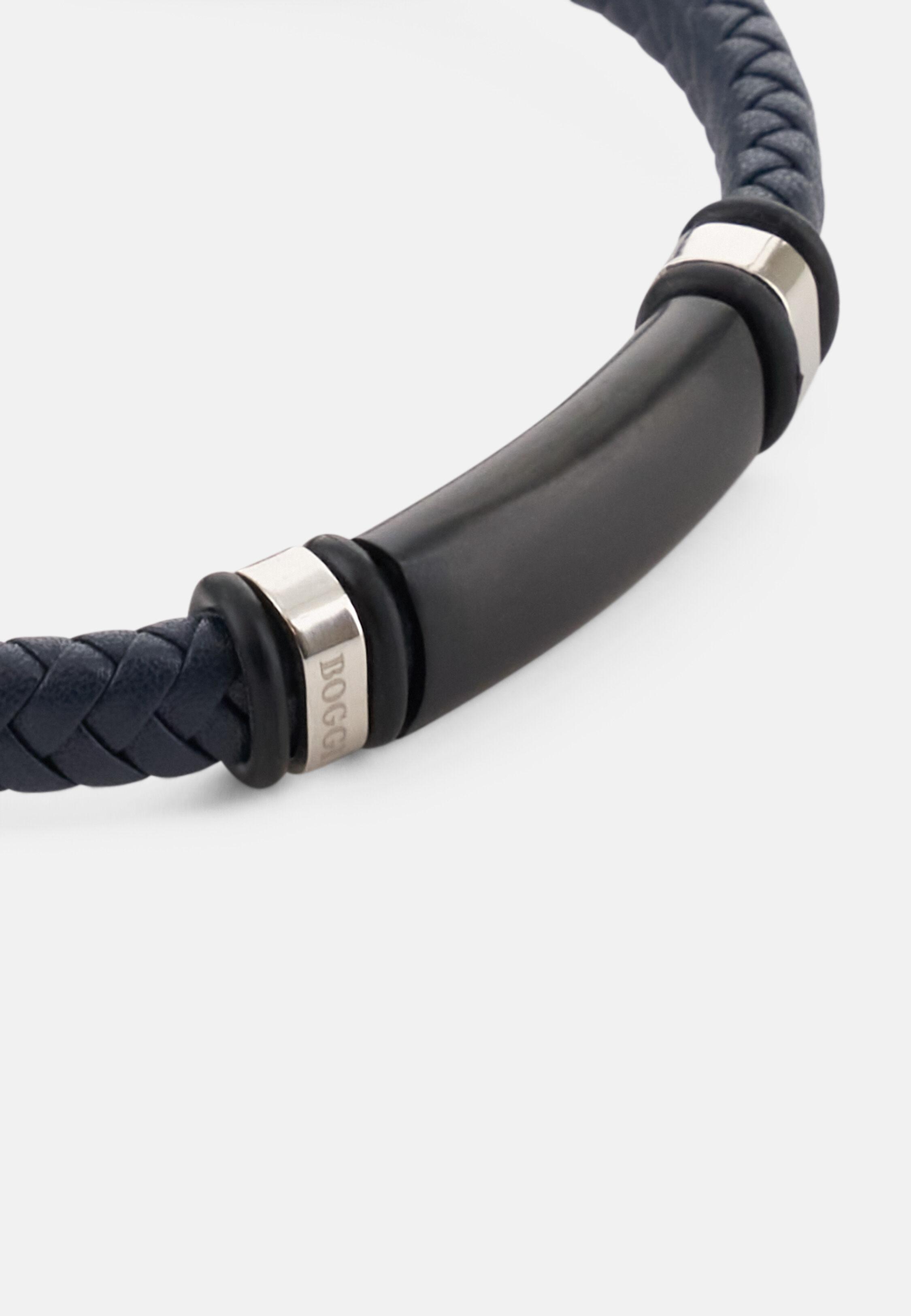 Braided Leather Bracelet Blue, 3901_BLUE, medium