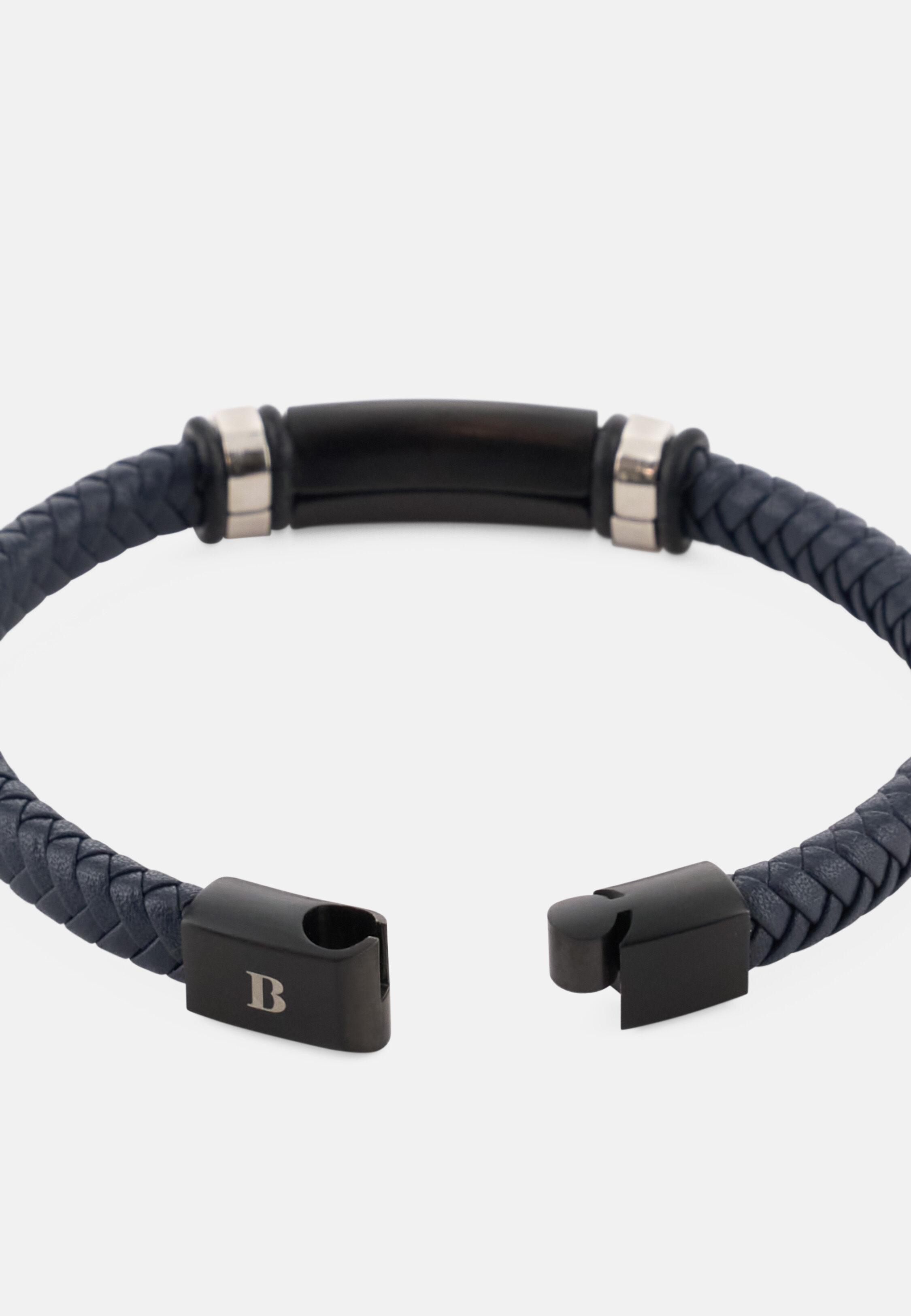 Braided Leather Bracelet Blue, 3901_BLUE, medium