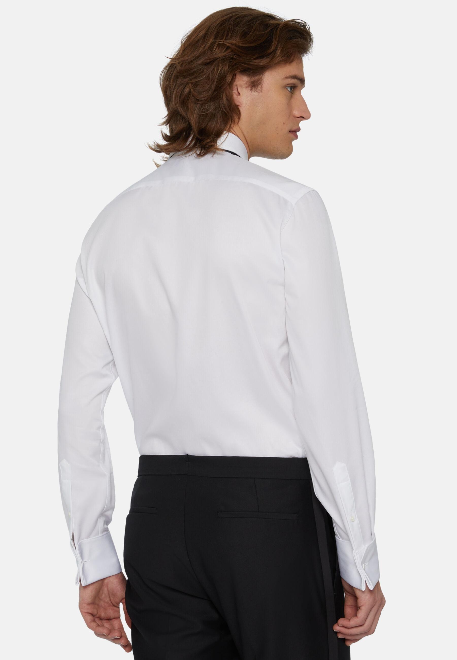 Slim Fit Shirt In Cotton Satin White, White, large image number 1