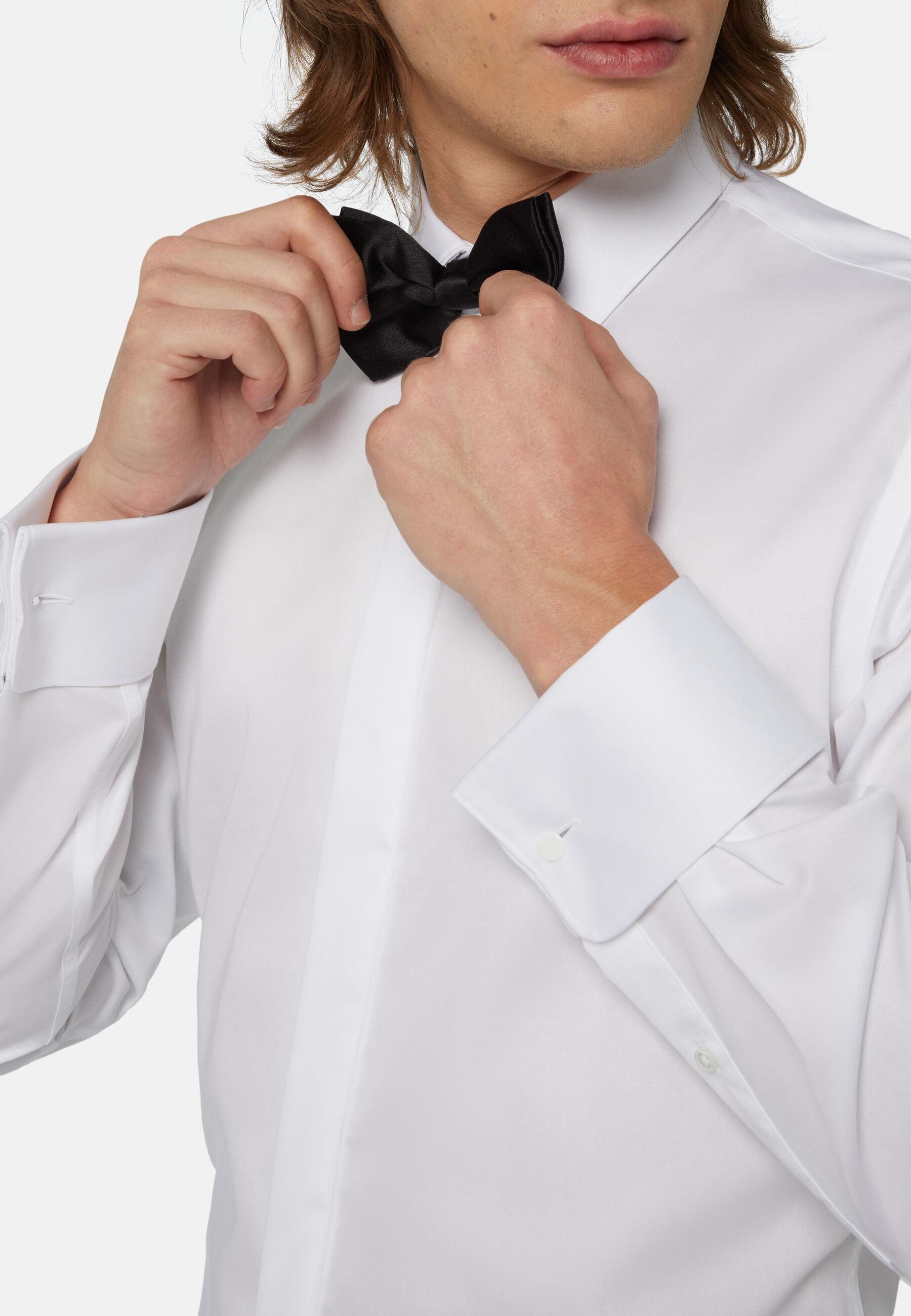Slim Fit Shirt In Cotton Satin White, White, large image number 2