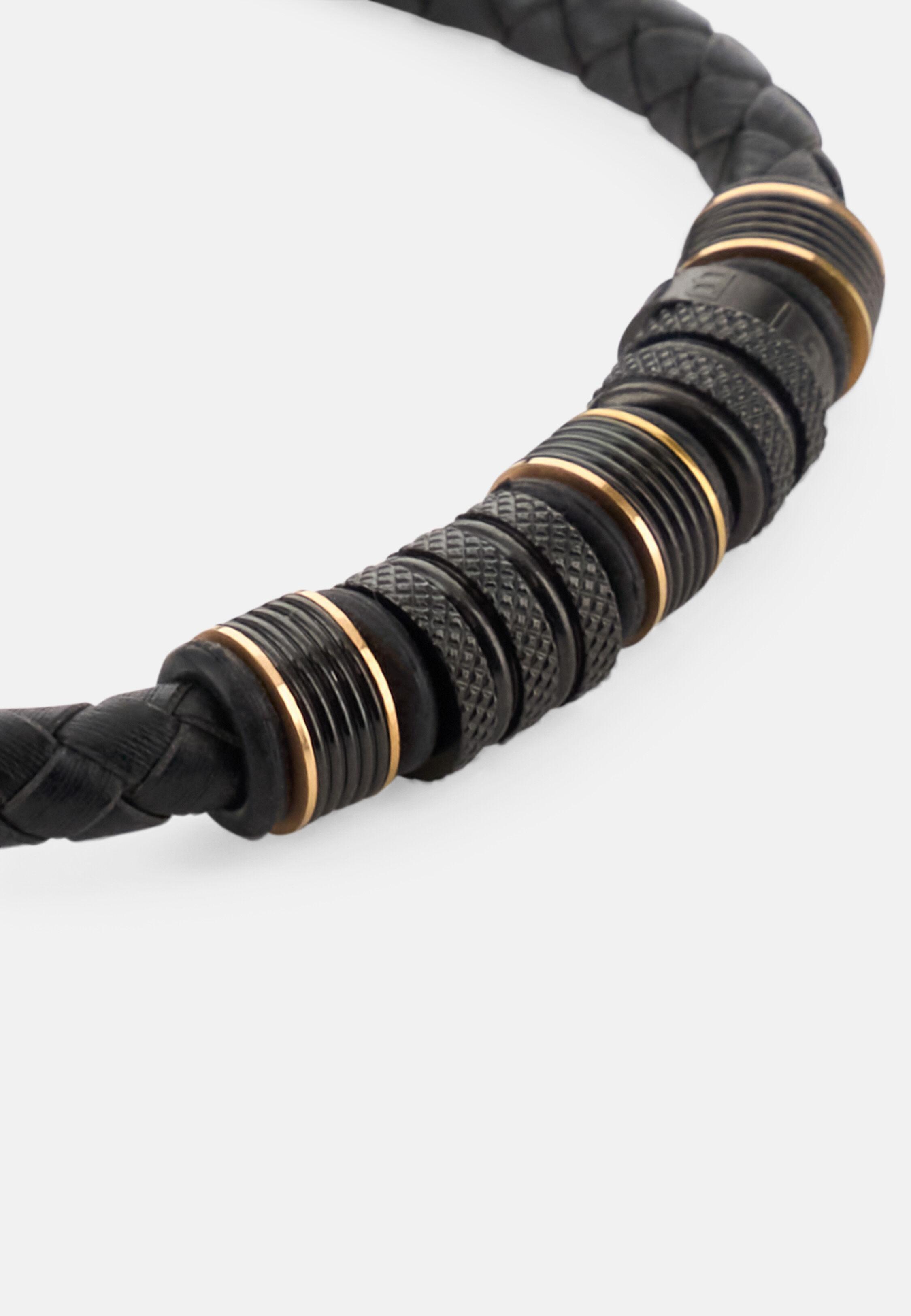 Braided Leather Bracelet Black, 3901_BLAC, medium