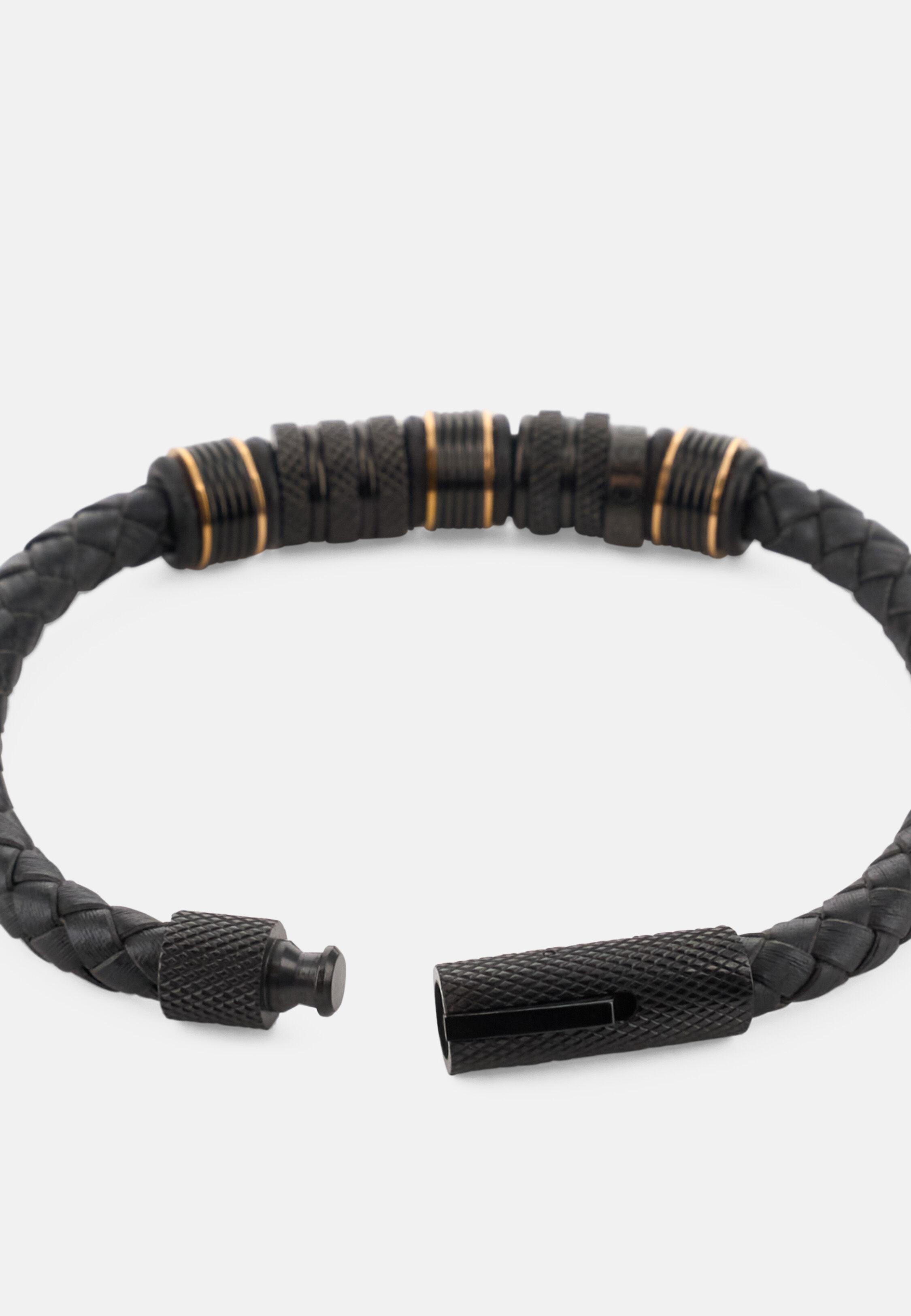 Braided Leather Bracelet Black, 3901_BLAC, medium